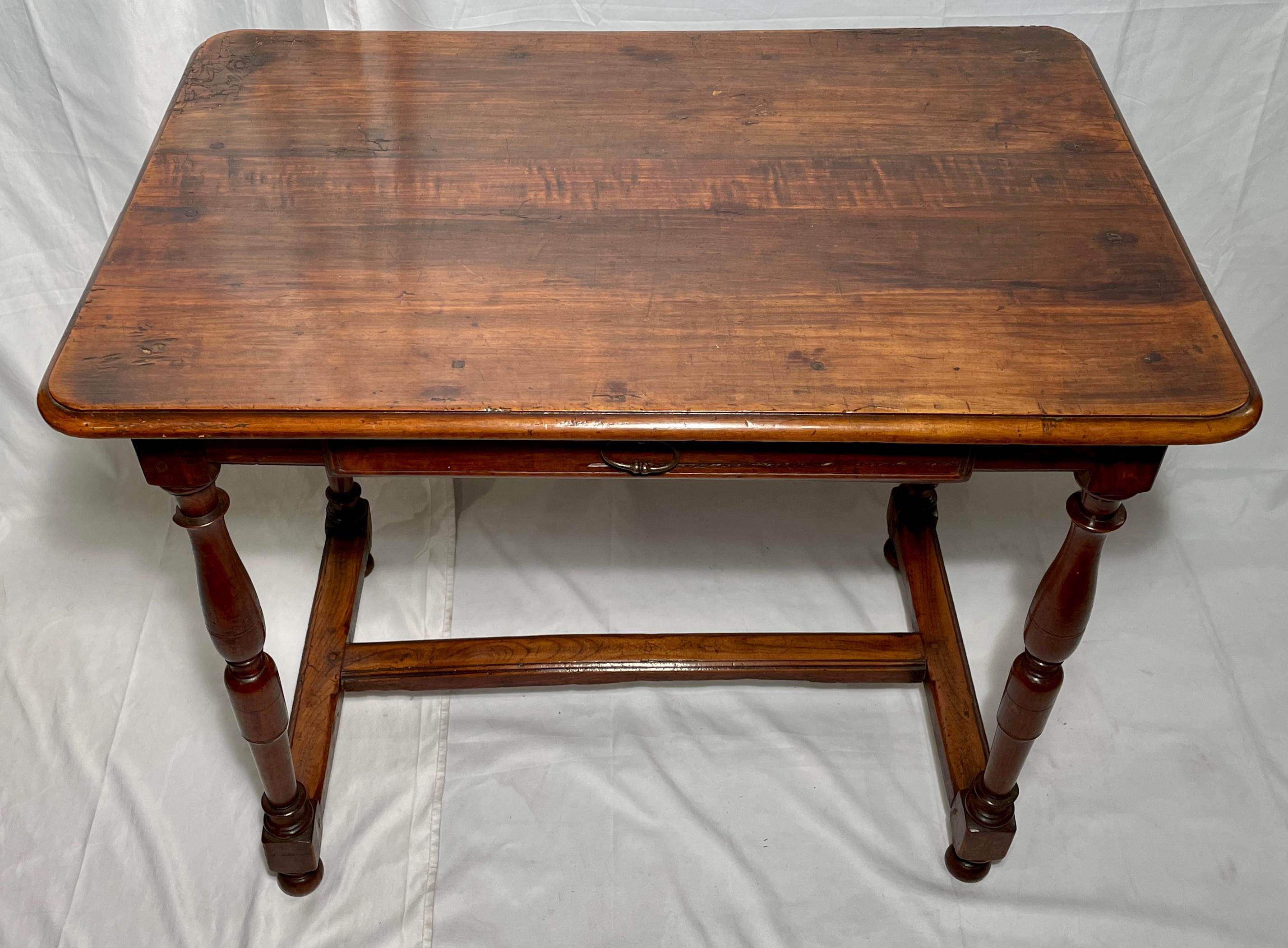 Antique French country walnut table, circa 1890s-1900.
