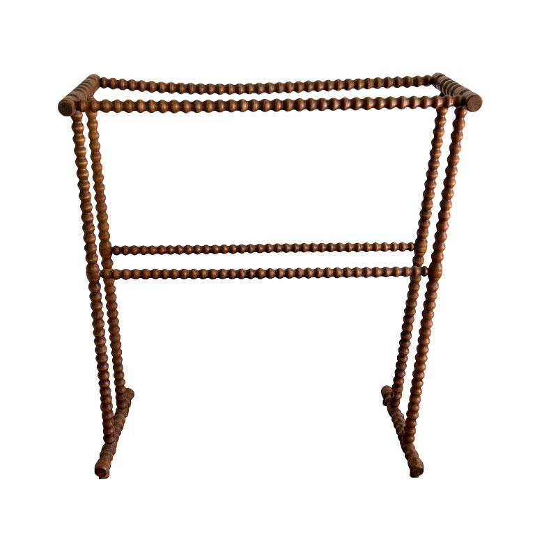 Antique French Country Wood Stick and Ball Herb Blanket Drying Rack, France 1899 In Good Condition In Oklahoma City, OK