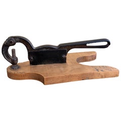 Antique French Country Wooden & Iron Herb Cutter or Cheese Board Antique French Country Wooden & Iron Herb Cutter or Cheese Board