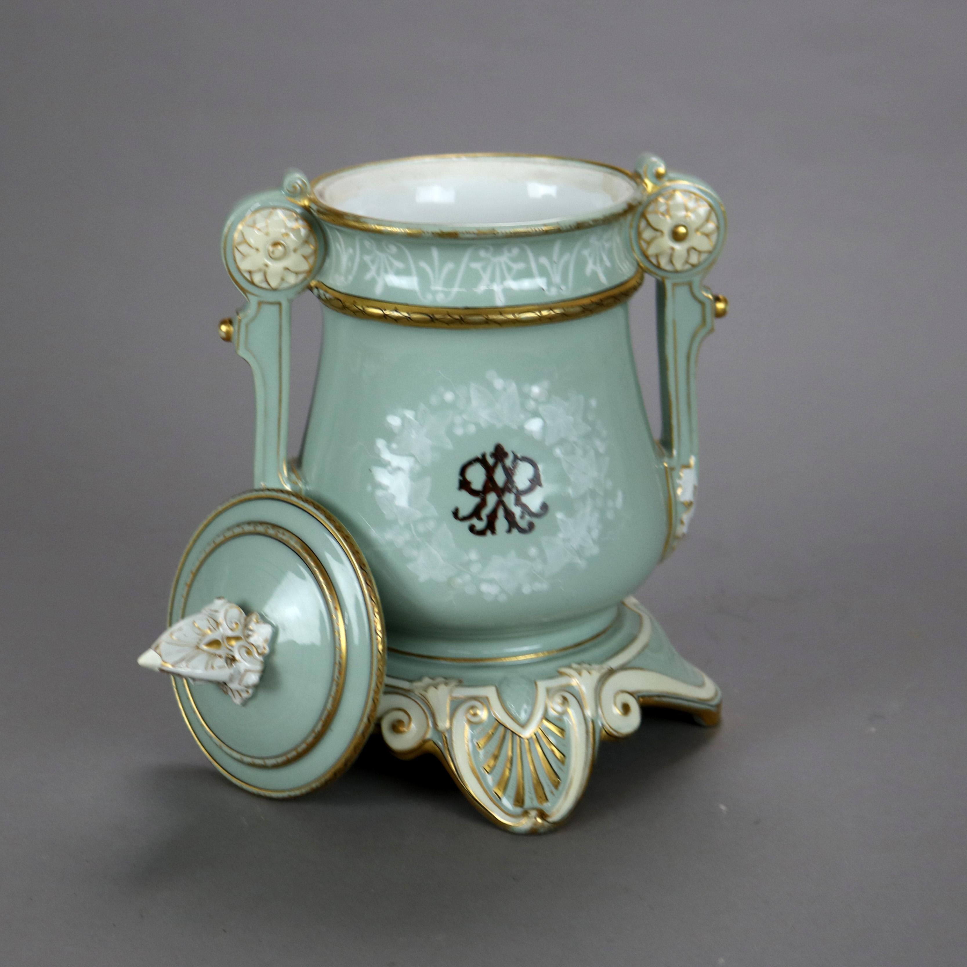 Antike französische C.P. & Co. Porzellan Urne mit Fuß und Deckel C1890 im Angebot 4