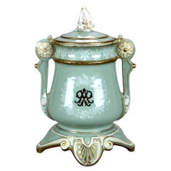Antique French C.P. & Co. Porcelain Footed and Covered Urn C1890
