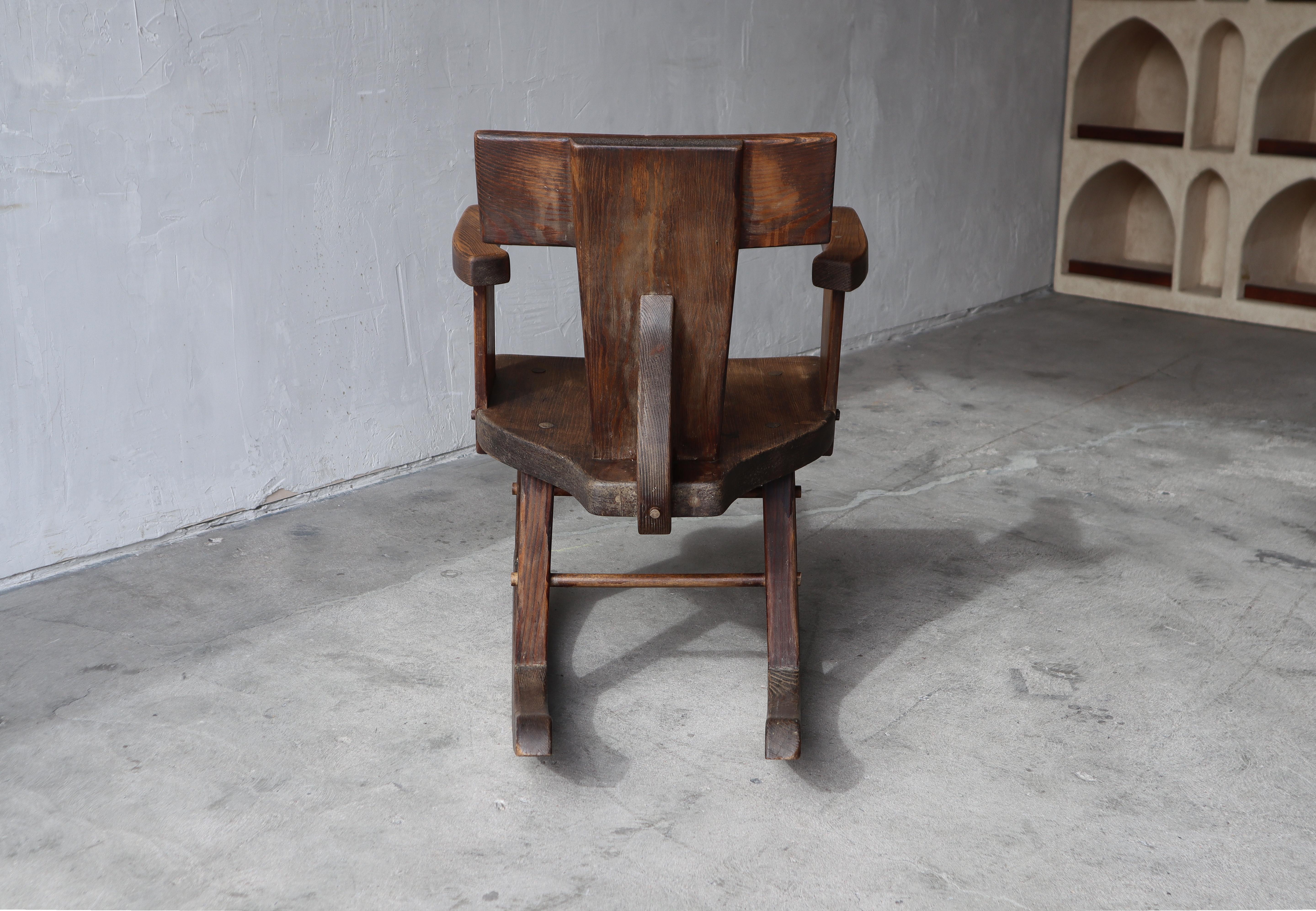 Pine Antique French Craftsman Wabi Sabi Rocking Chair For Sale