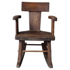 Chaise à bascule ancienne de l'artisan français Wabi Sabi