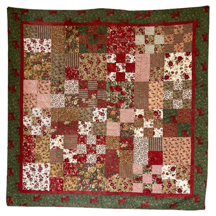 Antique French Crazy Patchwork Cotton Quilt — Excellent Condition