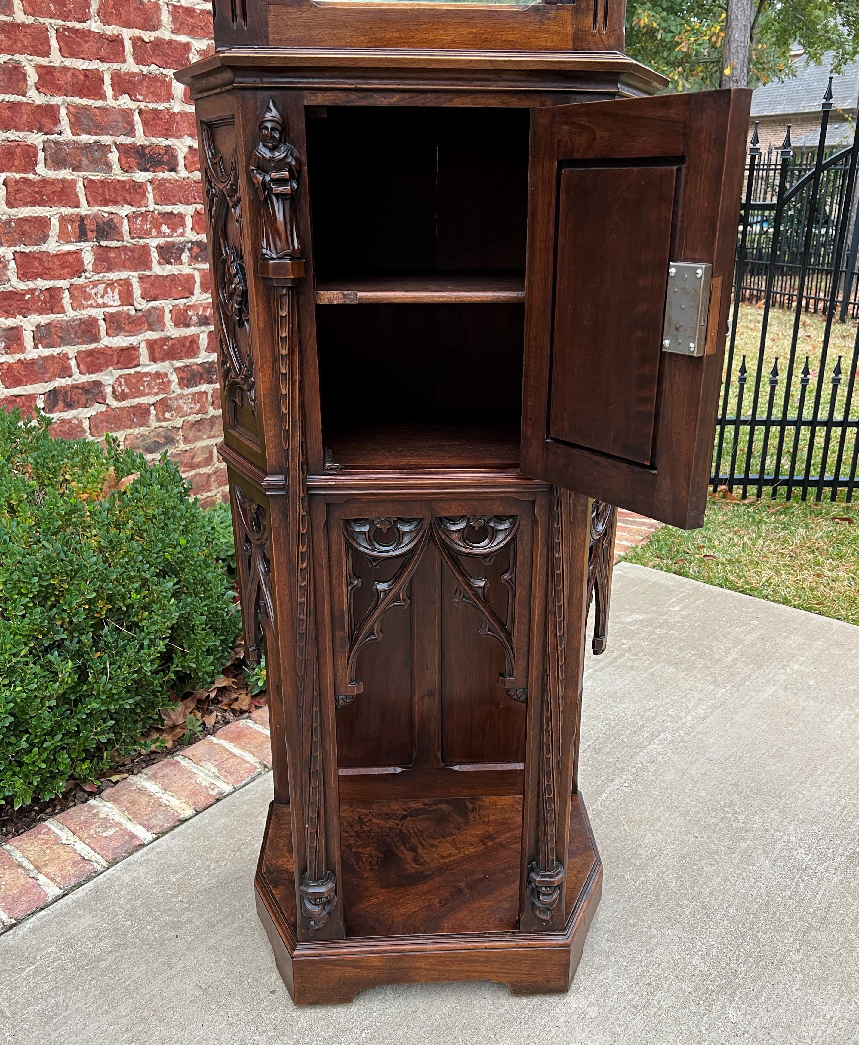 Antique French Credence Cupboard Cabinet Gothic Revival Mirrored Hall Entry 19C For Sale 6