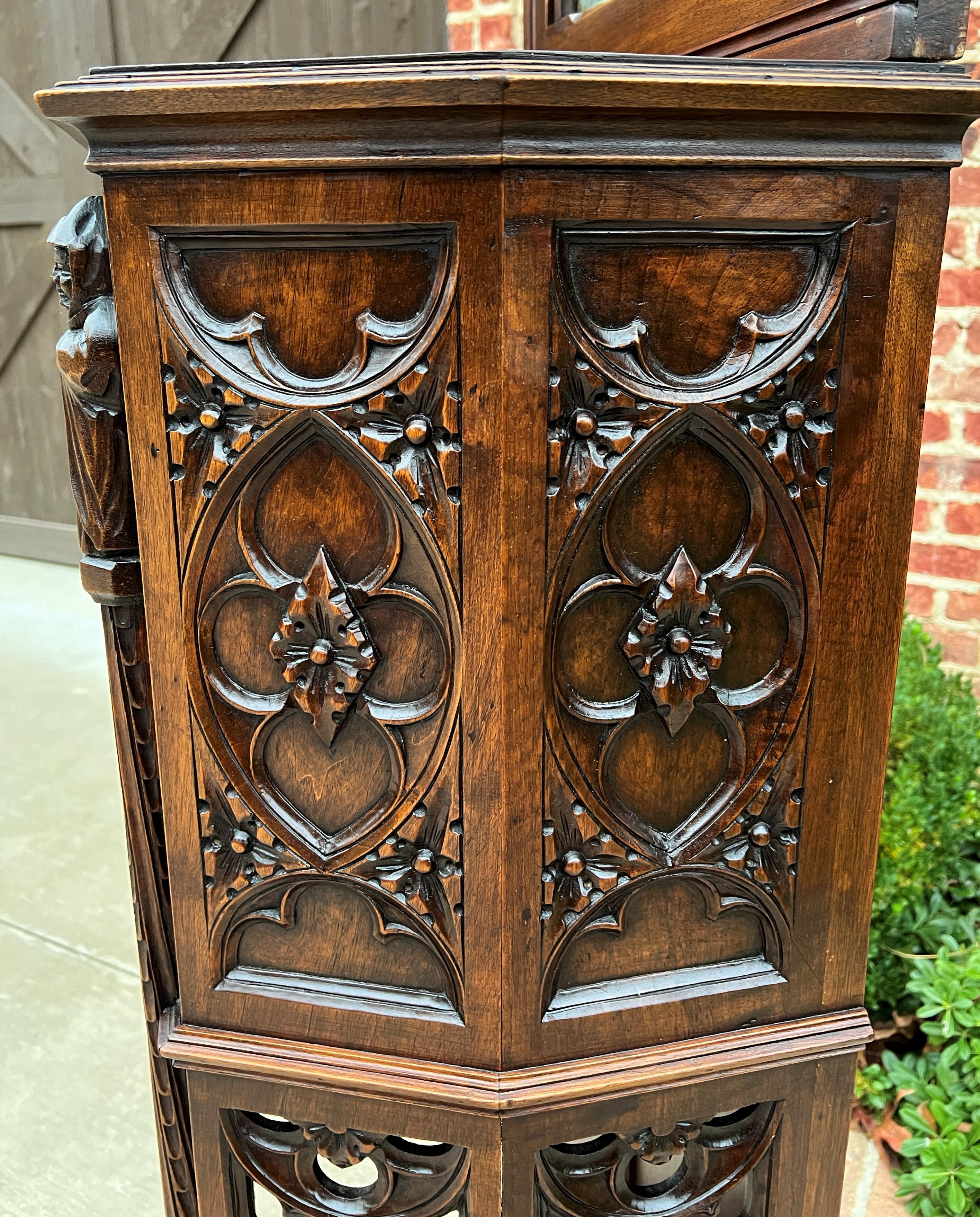 Antique French Credence Cupboard Cabinet Gothic Revival Mirrored Hall Entry 19C For Sale 5
