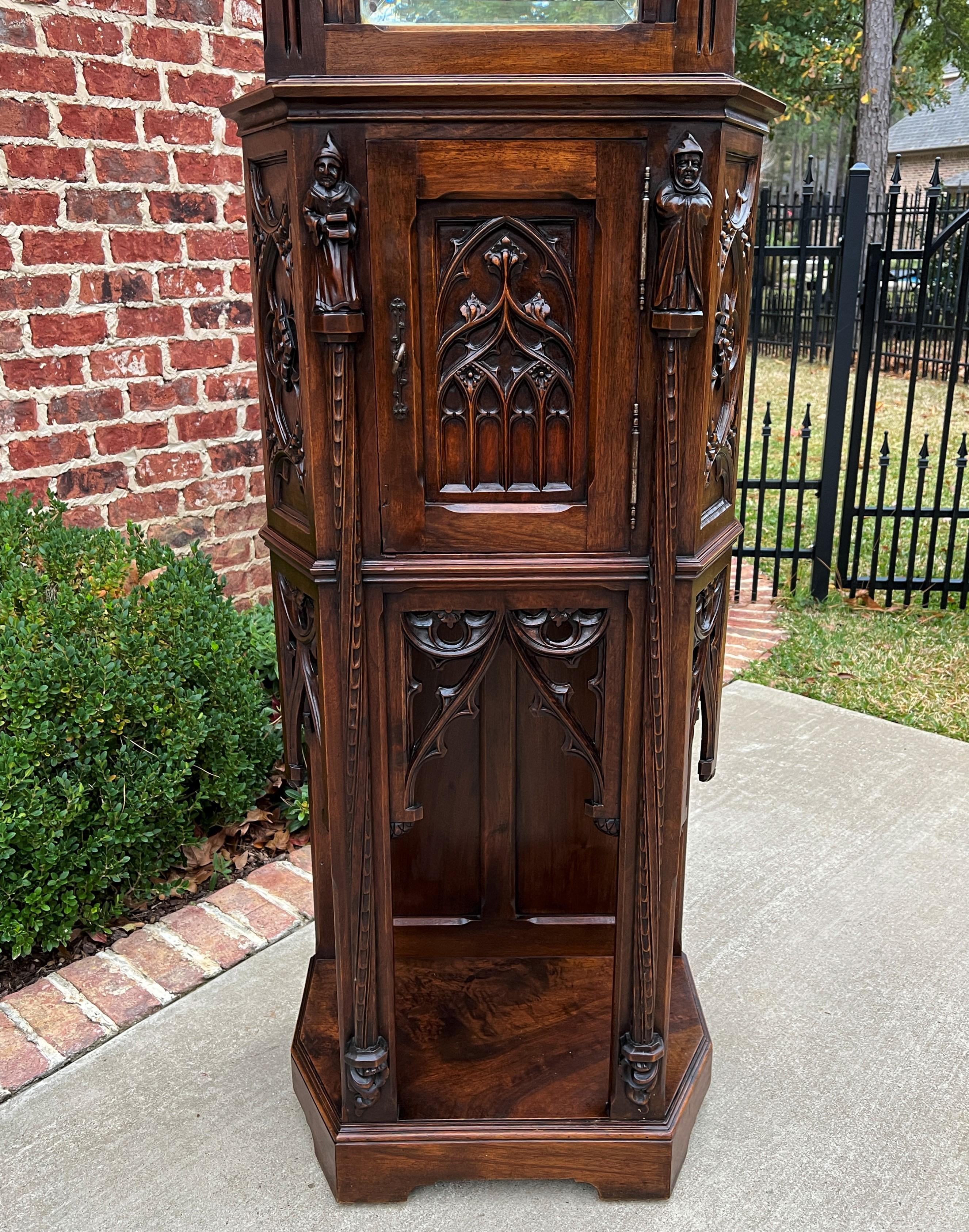 Antique French Credence Cupboard Cabinet Gothic Revival Mirrored Hall Entry 19C For Sale 3