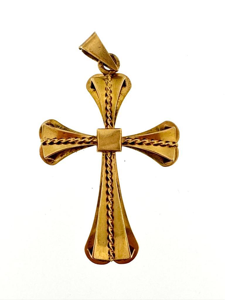 Antique French Cross 18 Karat Gold with Templar Motifs For Sale 1