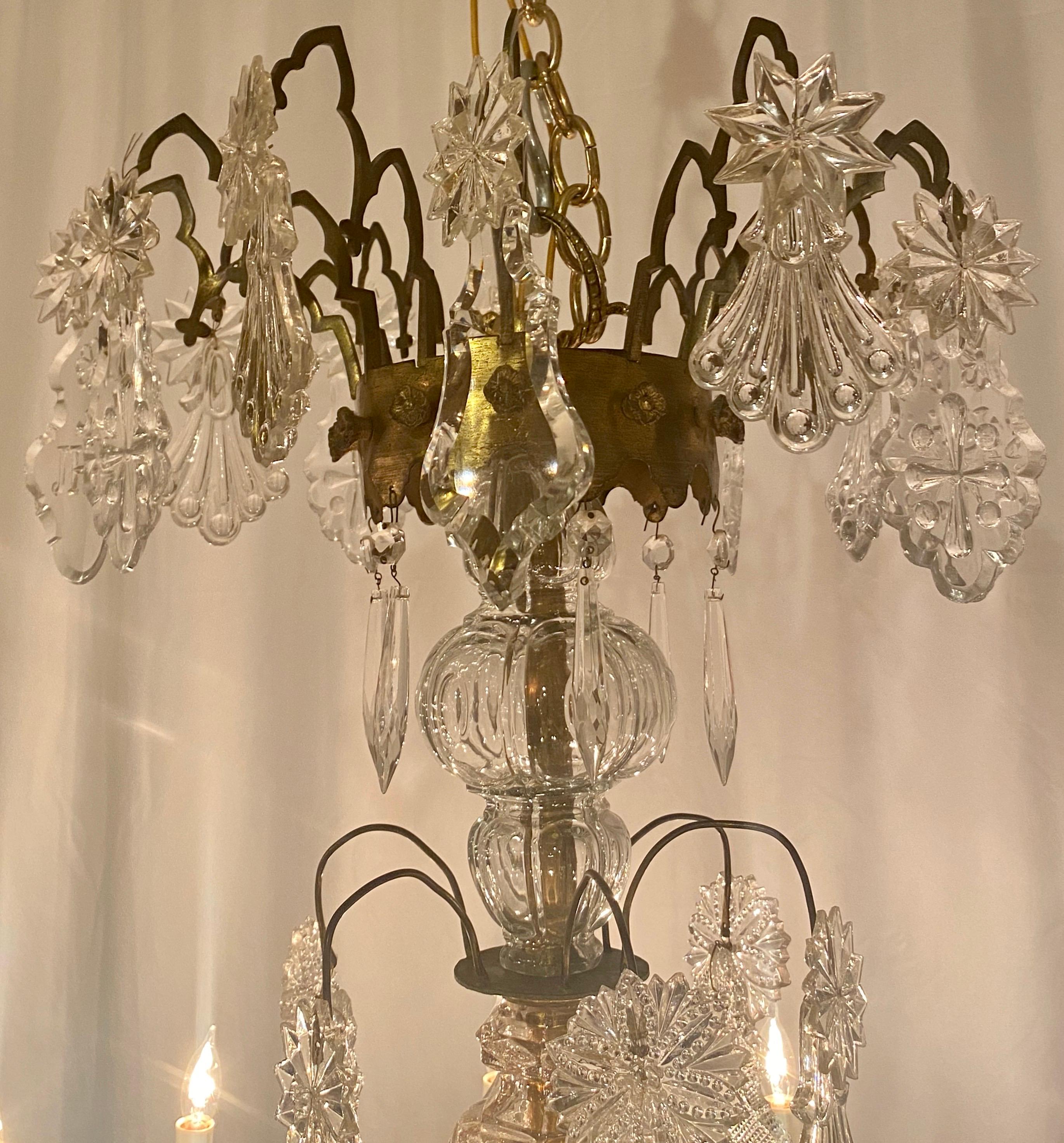 Antique French Crystal and Bronze Chandelier, circa 1880 In Good Condition For Sale In New Orleans, LA