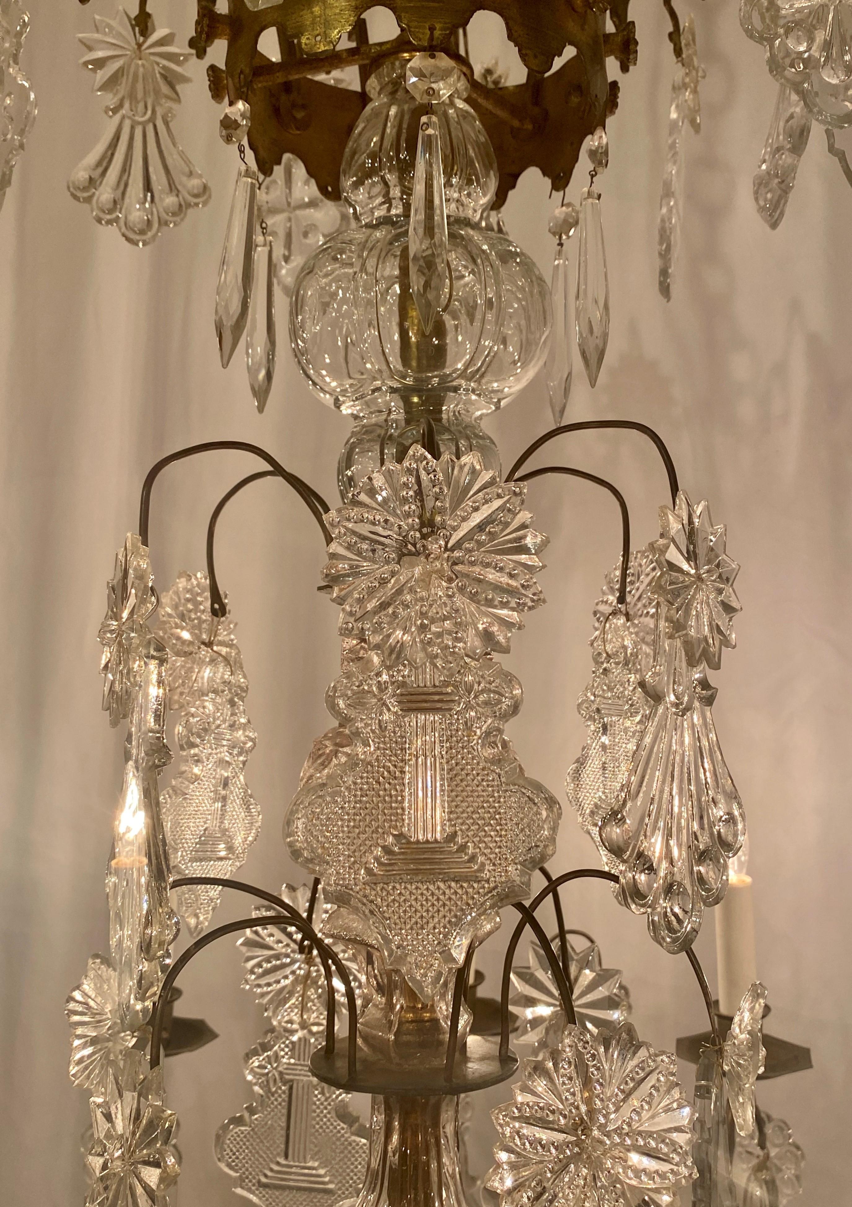 19th Century Antique French Crystal and Bronze Chandelier, circa 1880 For Sale