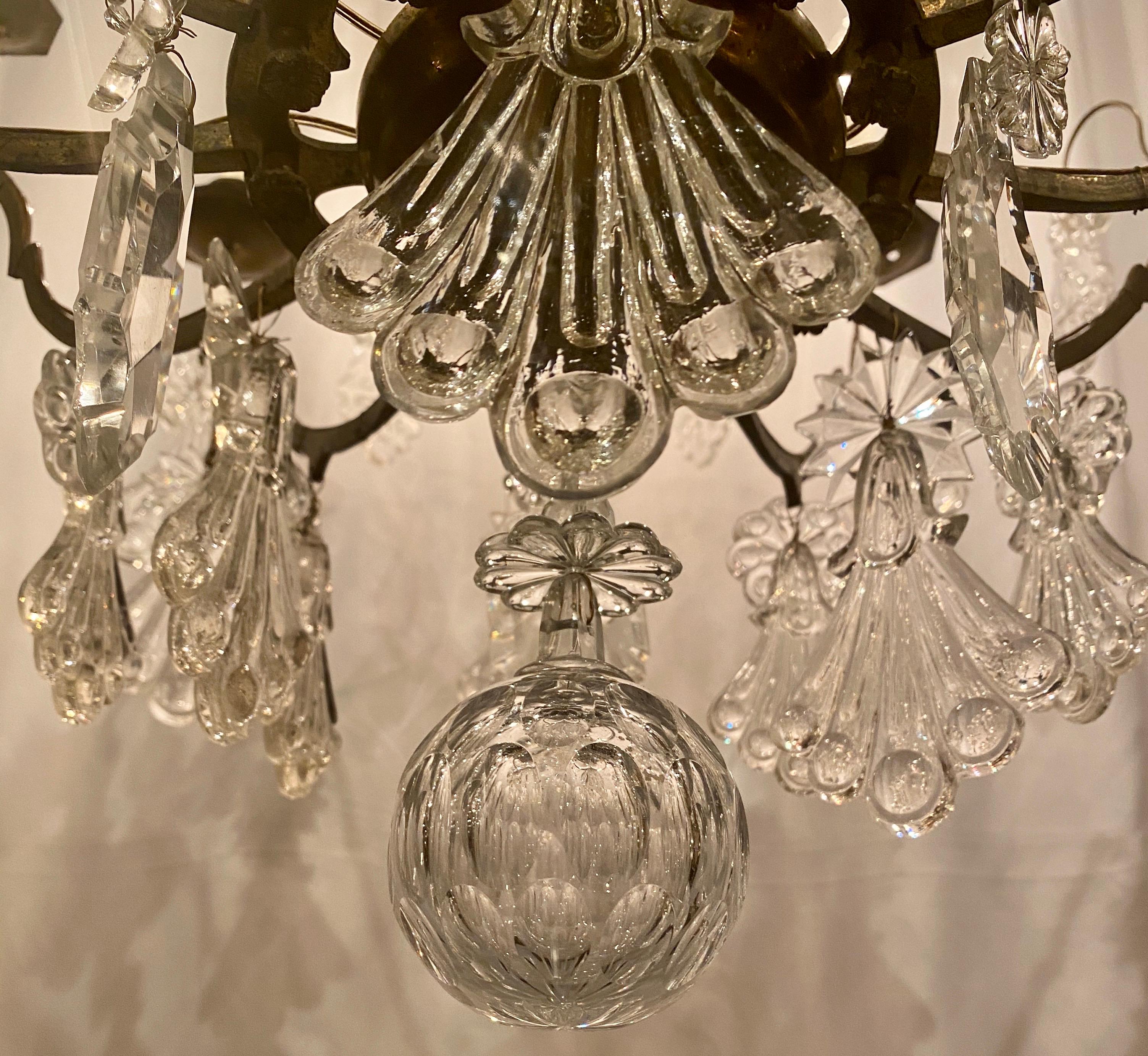 Antique French Crystal and Bronze Chandelier, circa 1880 For Sale 3