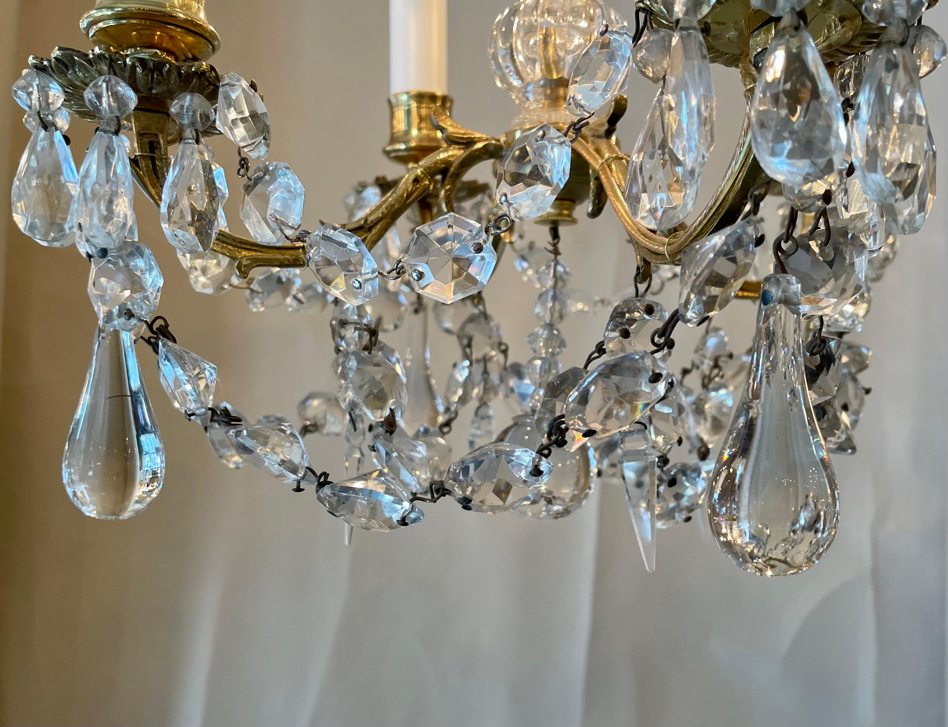 Antique French Crystal and Bronze Chandelier, circa 1890-1900 For Sale 1