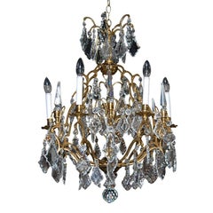 Antique French Crystal and Bronze Chandelier