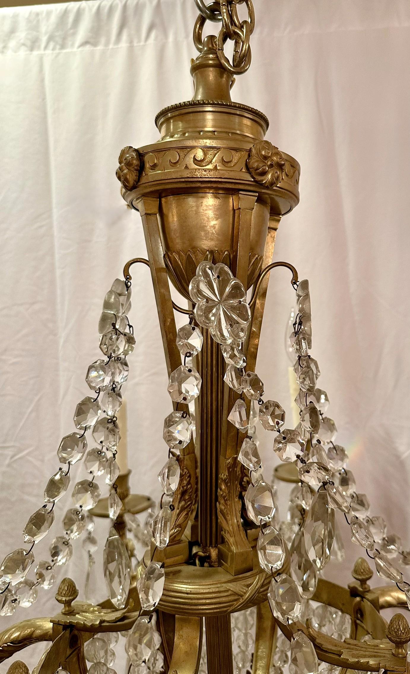 Francese Antico lampadario francese in cristallo e bronzo D. A., circa 1890. in vendita