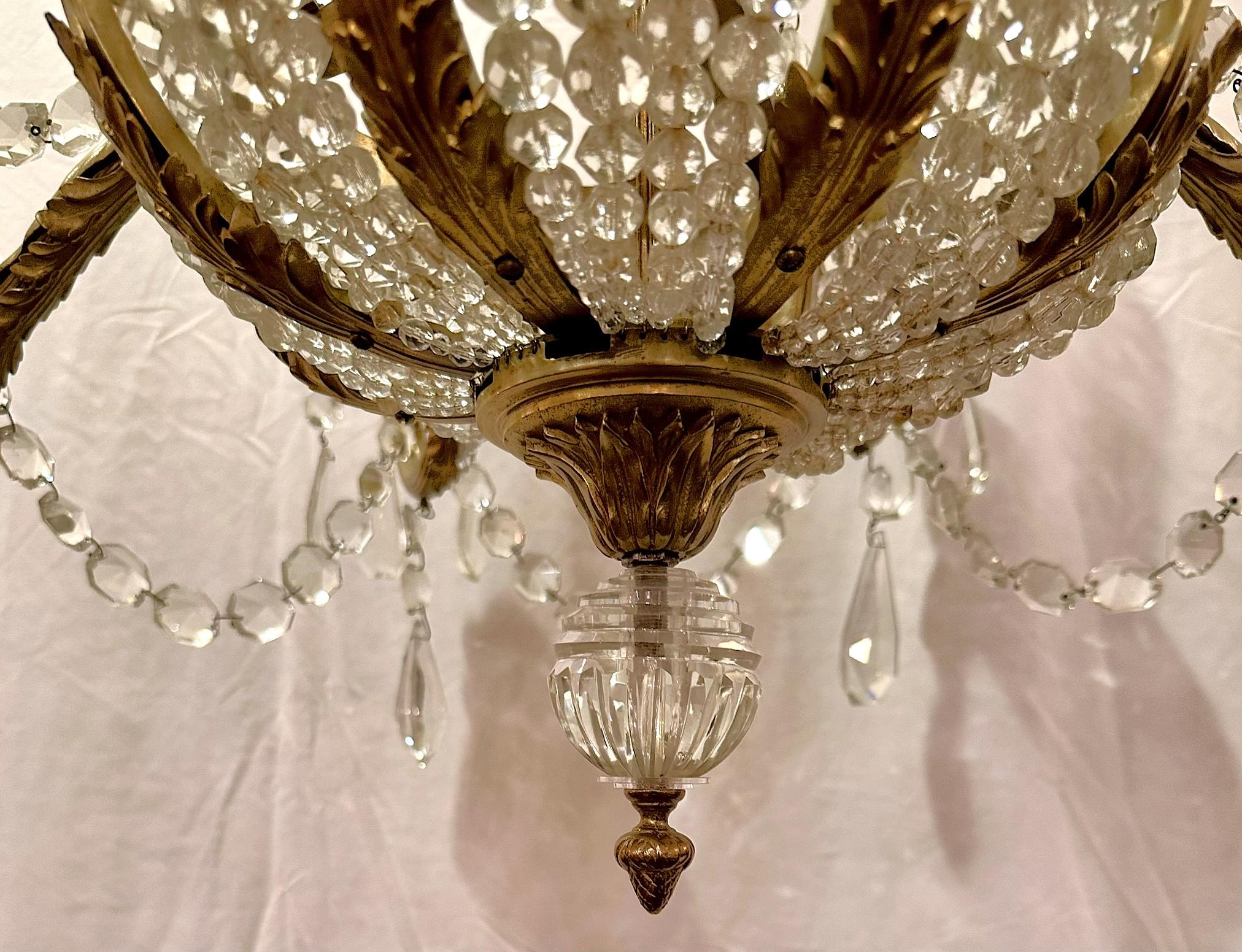 Bronzo Antico lampadario francese in cristallo e bronzo D. A., circa 1890. in vendita