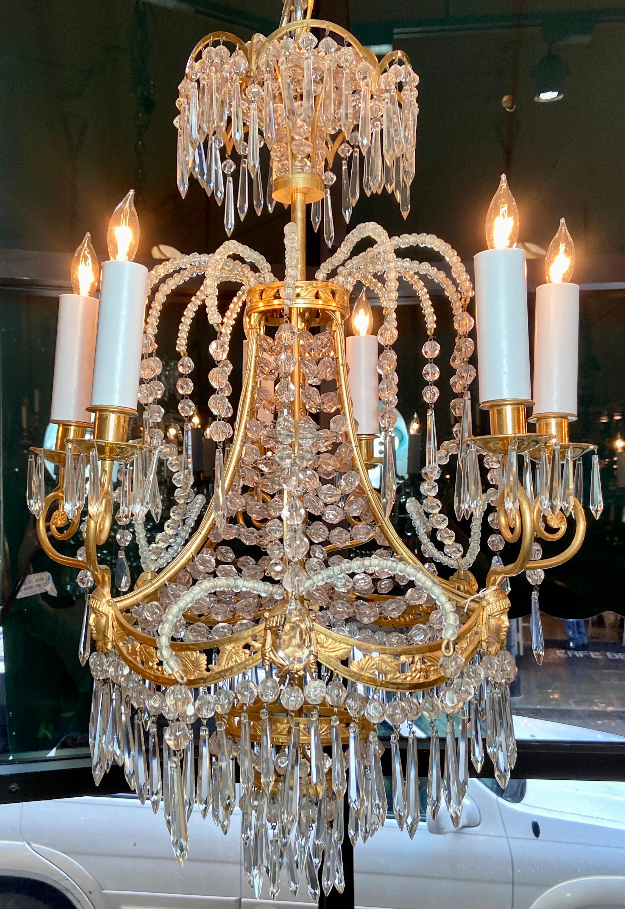 Antique French Exquisite crystal and bronze D'Ore chandelier, Circa 1880.