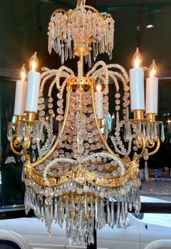 Antique French Crystal and Bronze D'Ore Chandelier, Circa 1880