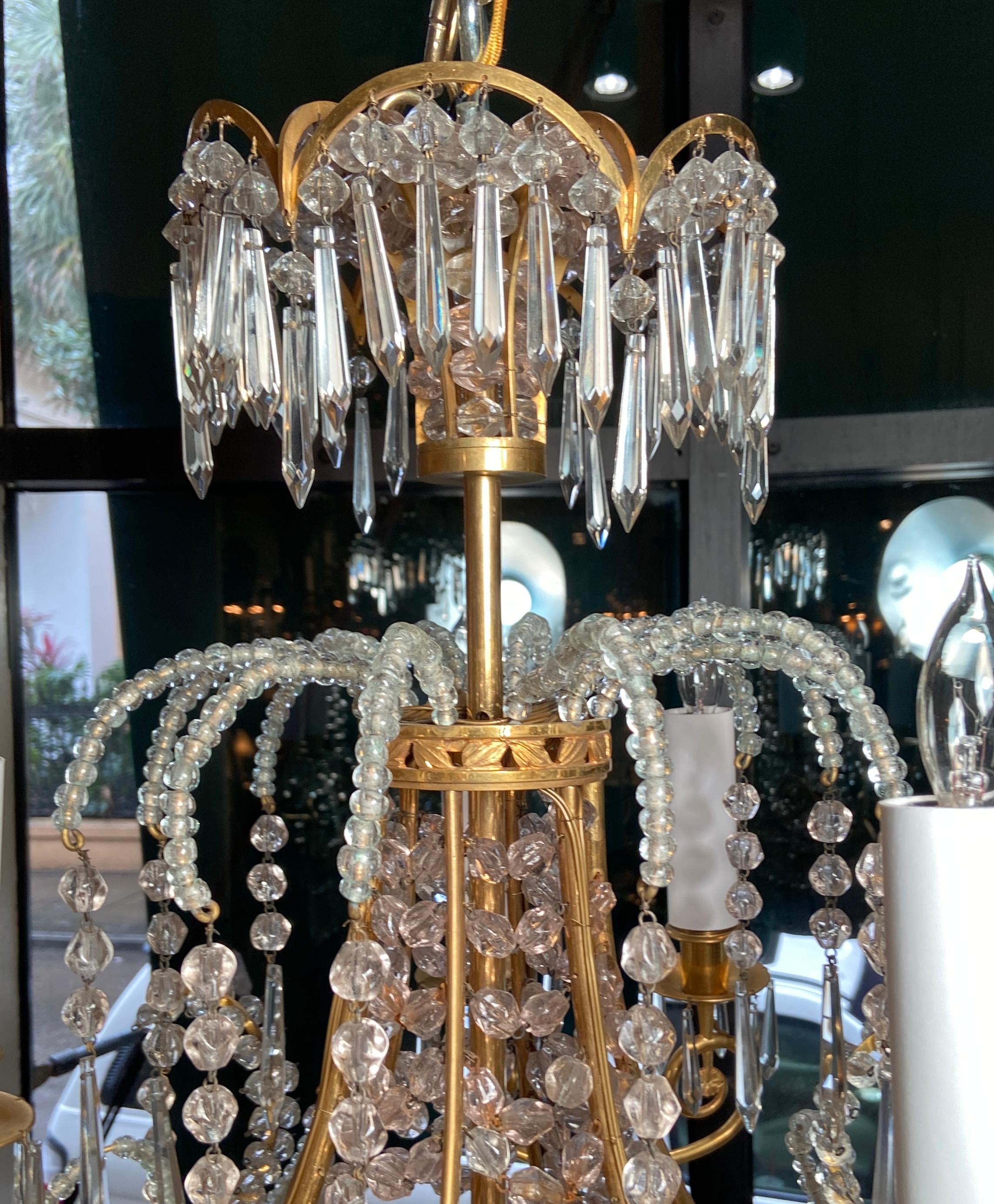 Antique French Crystal and Bronze D'Ore Chandelier, Circa 1880 In Good Condition For Sale In New Orleans, LA