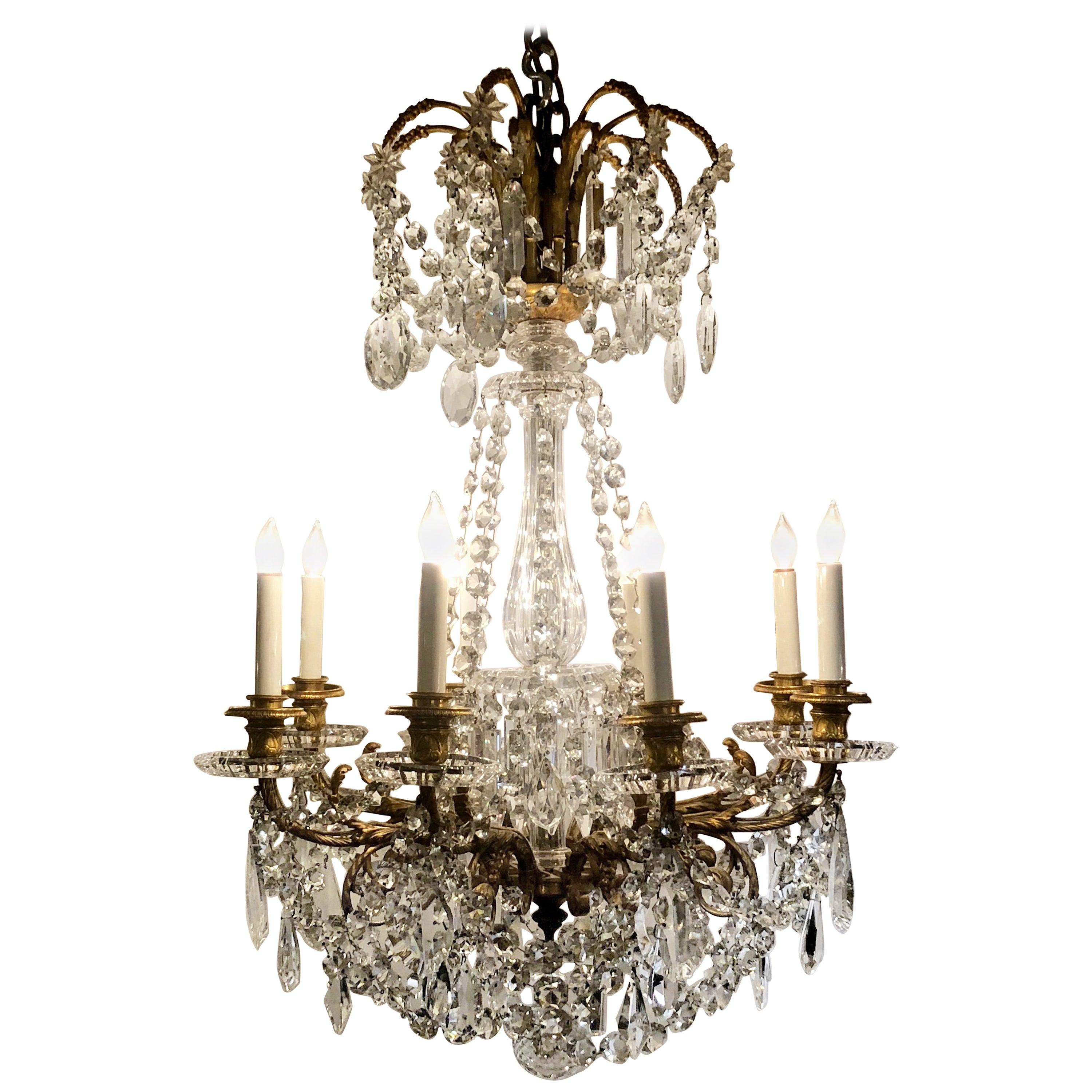 Antique French Crystal and Bronze Doré Chandelier, circa 1880 In Good Condition In New Orleans, LA