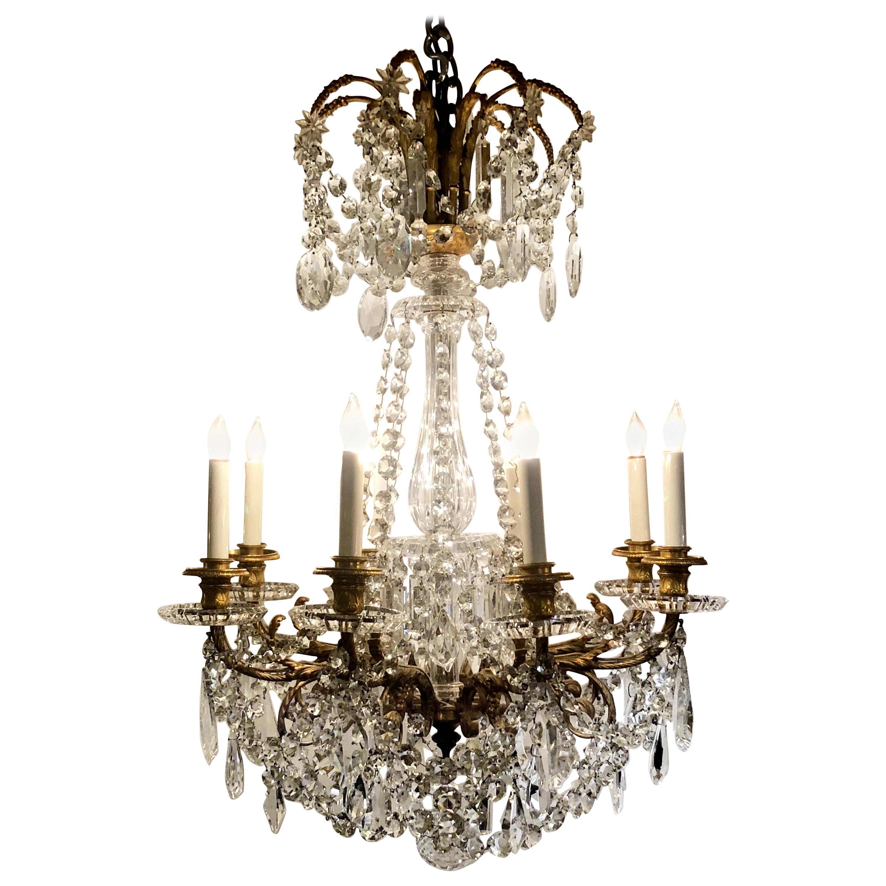 Antique French Crystal and Bronze Doré Chandelier, circa 1880 at