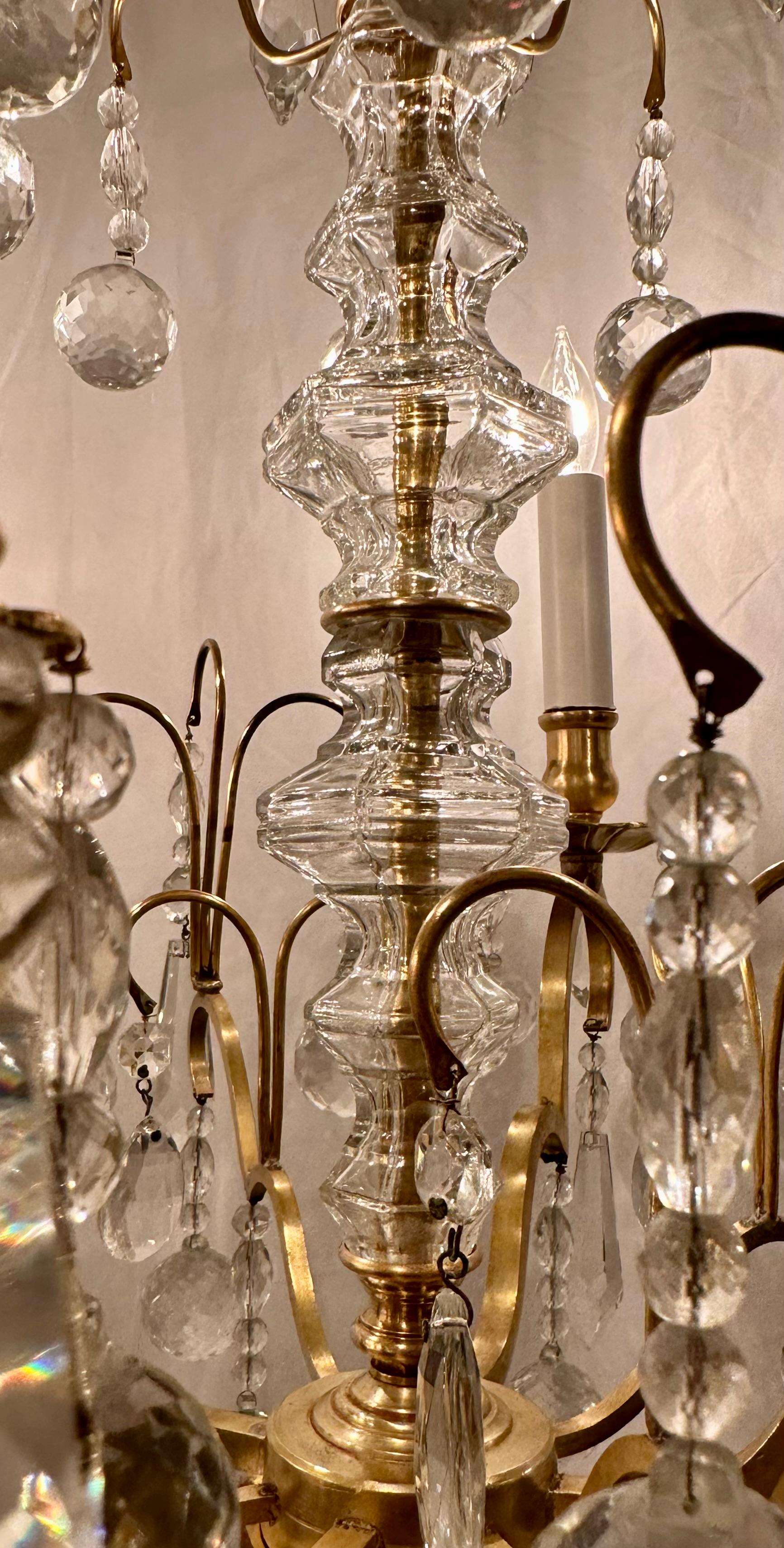 Antique French Crystal and Gold Bronze Chandelier, Circa 1910-1920. For Sale 1