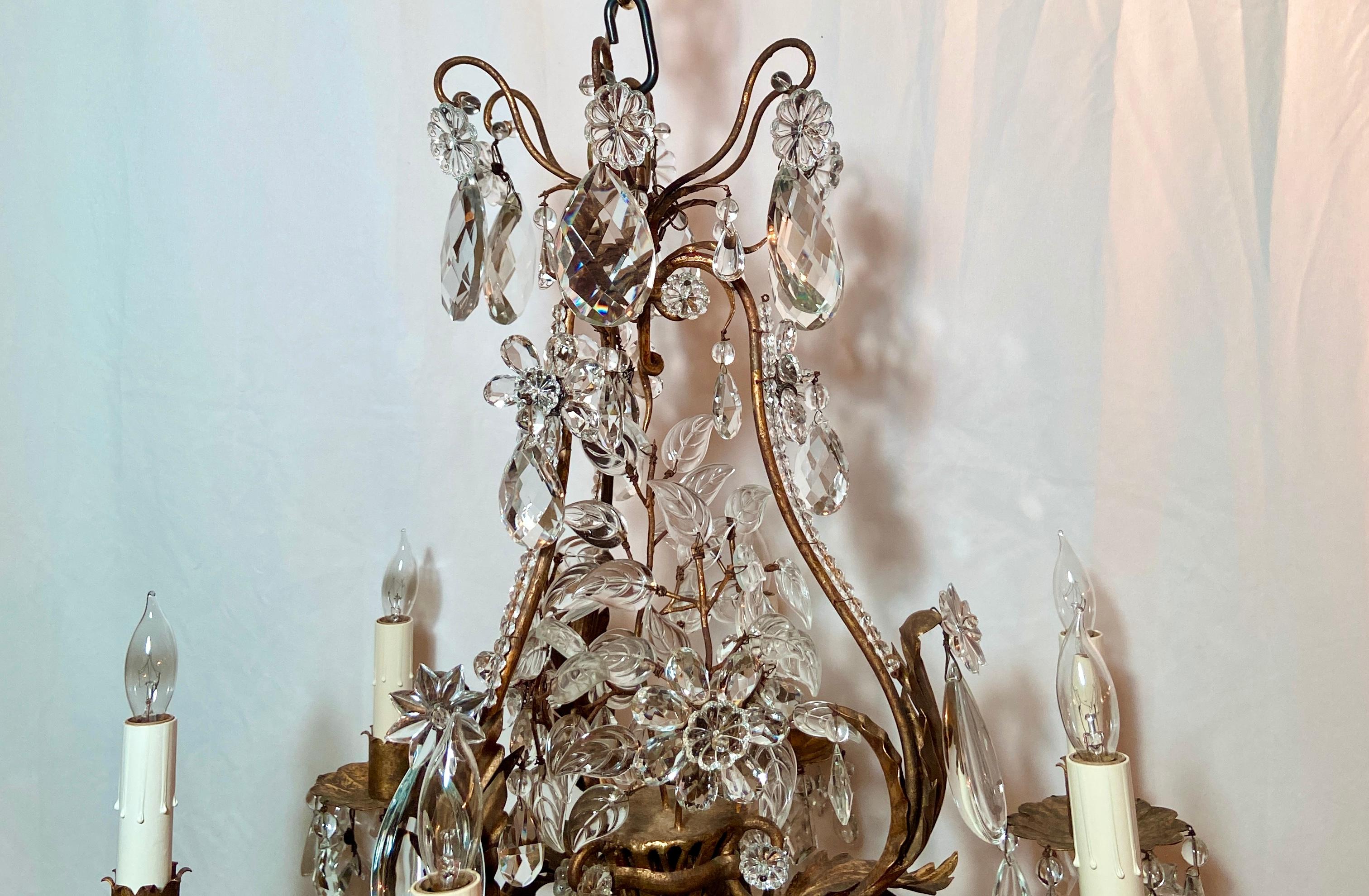 Antique French Crystal and Iron Chandelier, Circa 1890 In Good Condition For Sale In New Orleans, LA