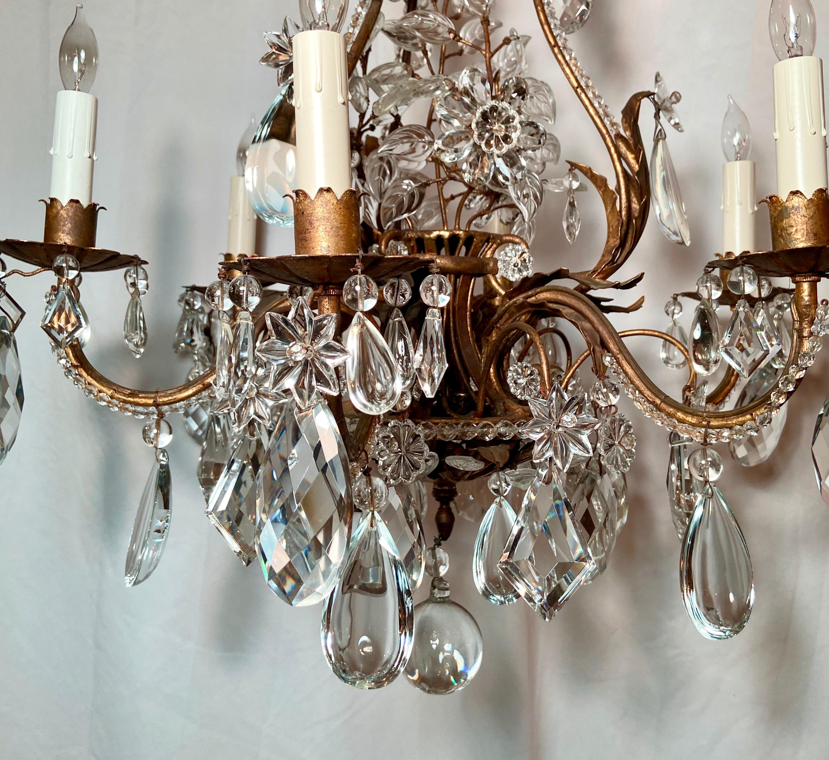 19th Century Antique French Crystal and Iron Chandelier, Circa 1890 For Sale