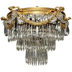 Antique French Crystal and Ormolu Bronze Chandelier, Circa 1890