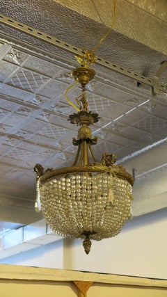 Antique French Crystal Basket Chandelier