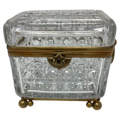 Antique French Crystal Box with Ring Handles