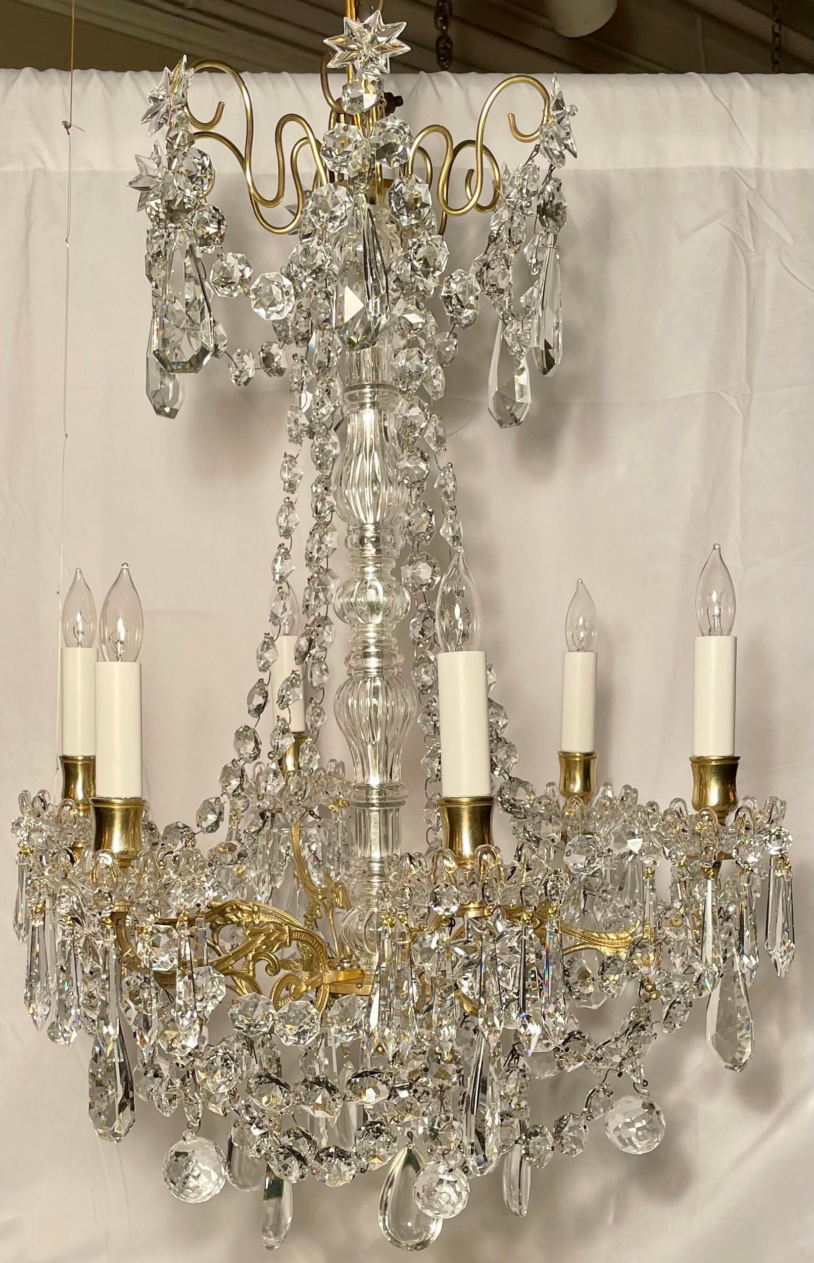 Antique fine French crystal & bronze chandelier, circa 1895.
