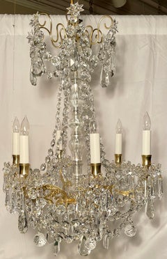 Antique French Crystal & Bronze Chandelier, circa 1895