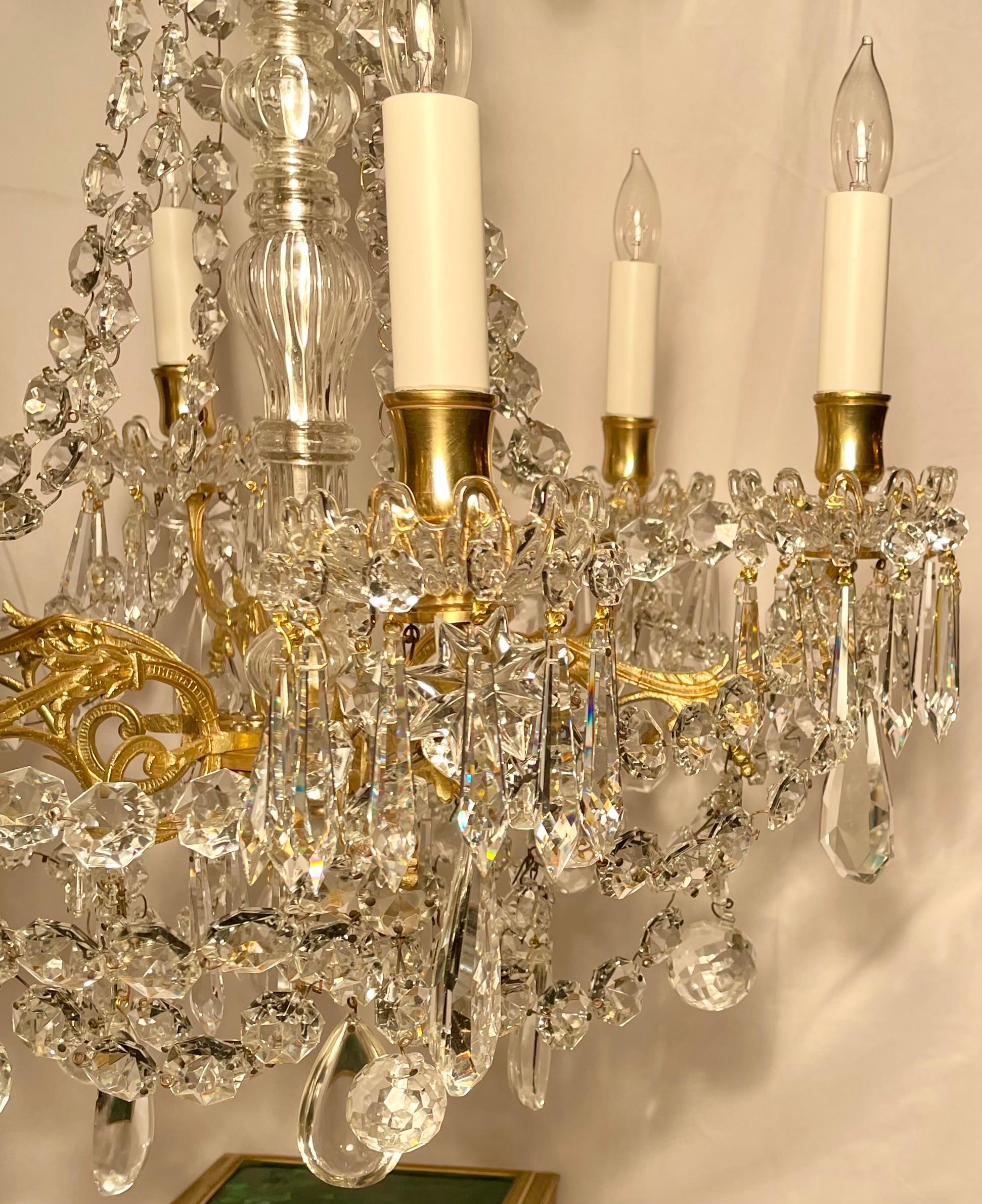 Antique French Crystal & Bronze Chandelier, circa 1895 In Good Condition For Sale In New Orleans, LA