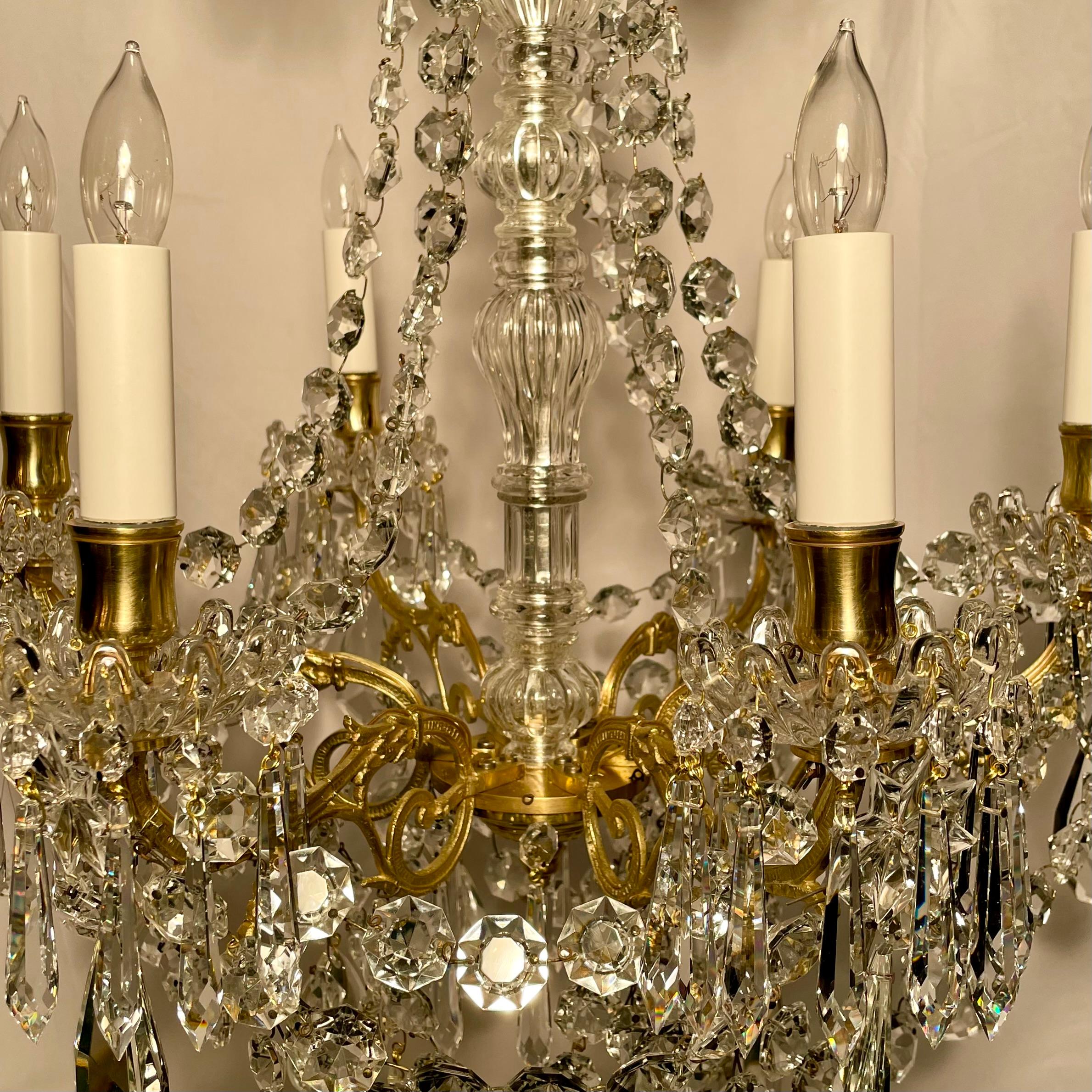 Antique French Crystal & Bronze Chandelier, circa 1895 For Sale 1