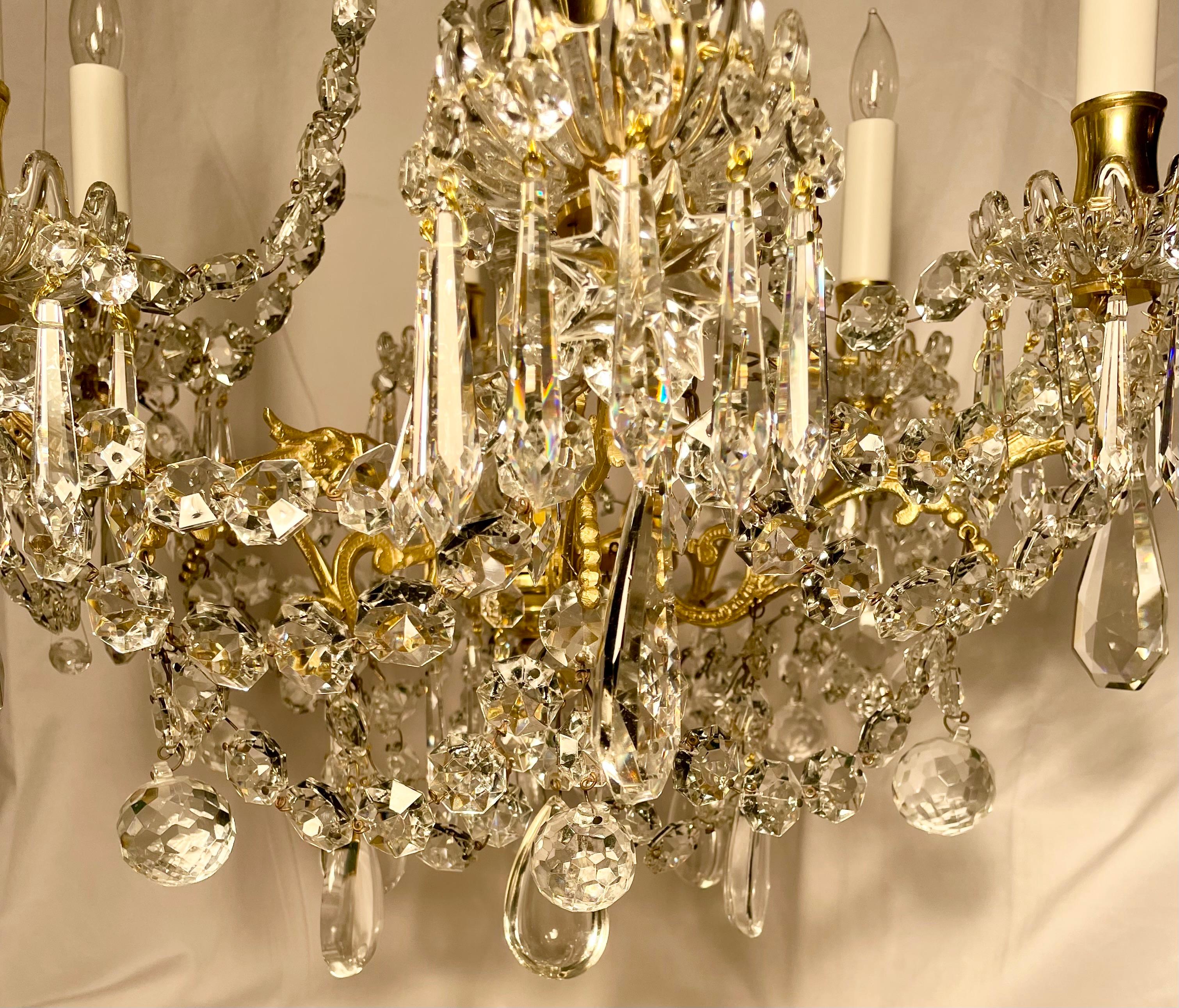 Antique French Crystal & Bronze Chandelier, circa 1895 For Sale 2