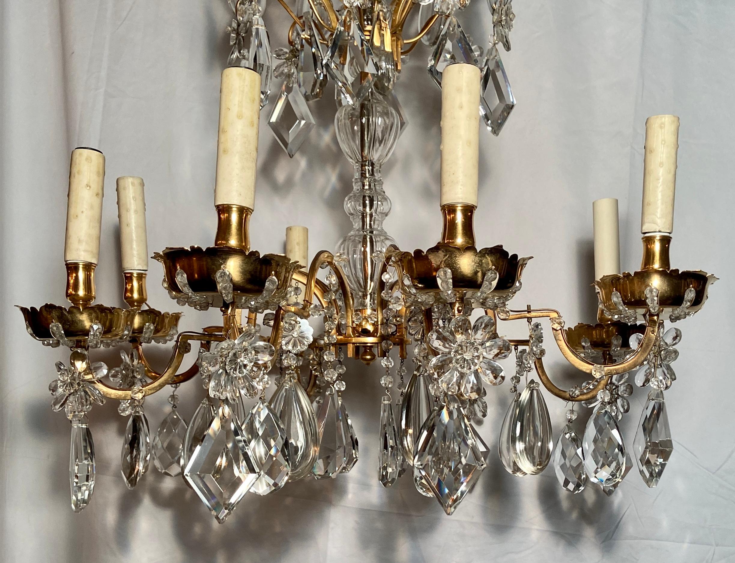 Antique French crystal bronze D'Ore chandelier, Circa 1910.
 