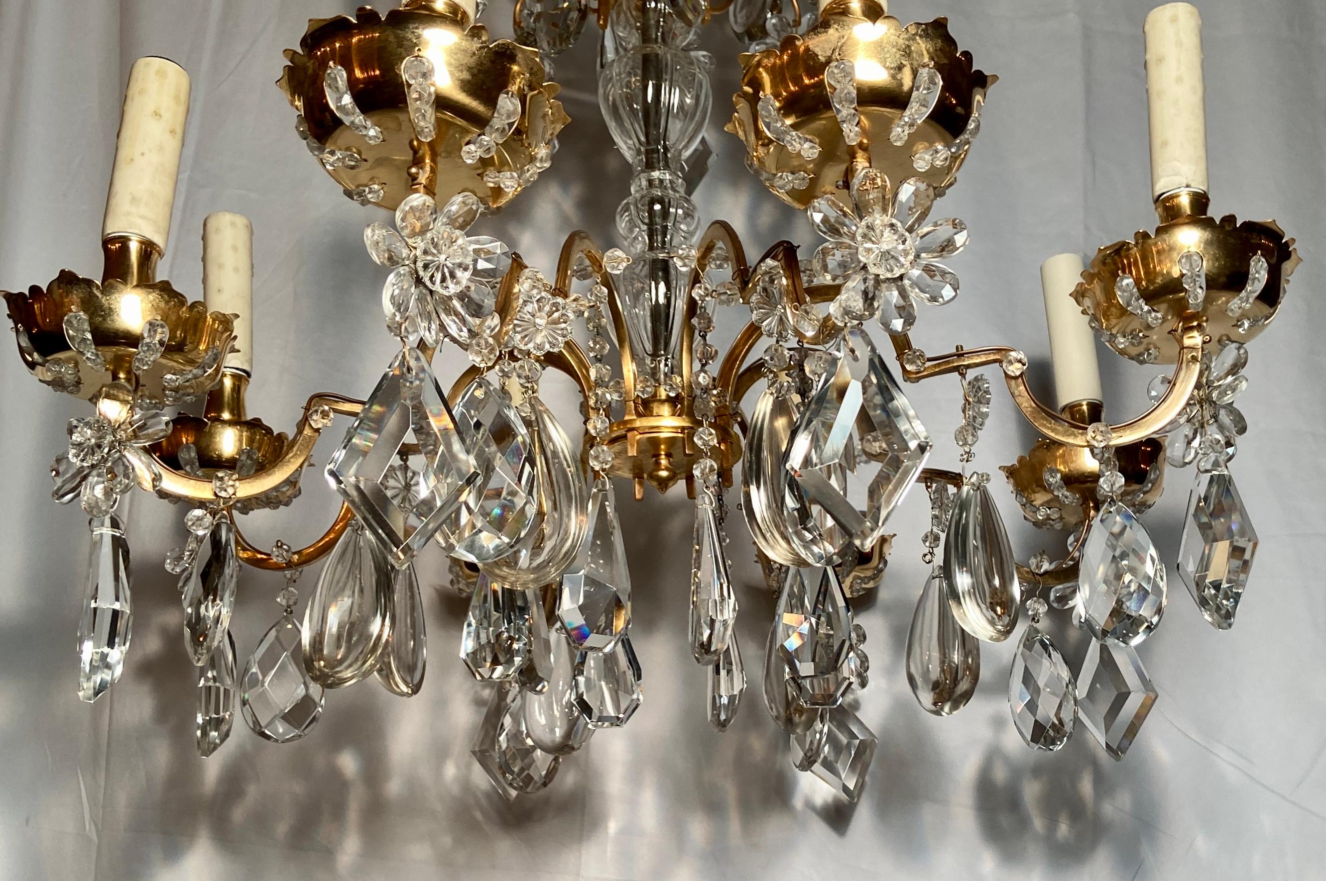 20th Century Antique French Crystal Bronze D'ore Chandelier, Circa 1910 For Sale