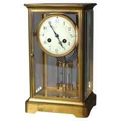 Antique French Crystal & Bronze Mantel Clock