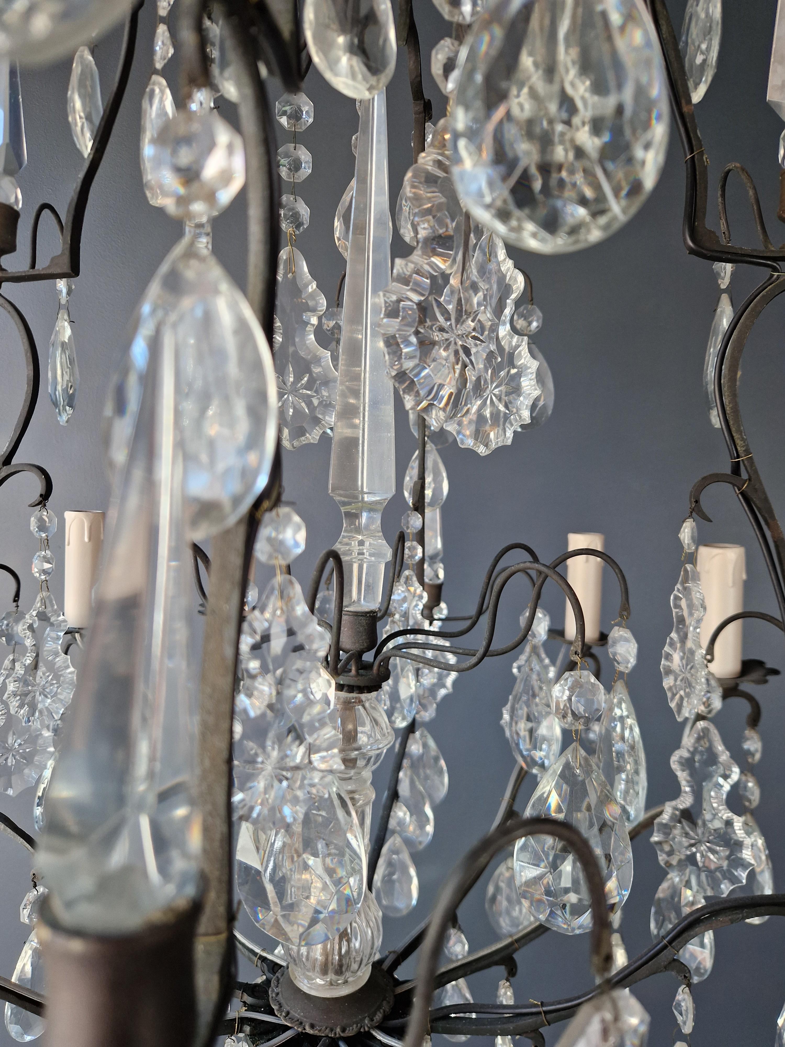 Antique French Crystal Chandelier Ceiling Lamp Lustre Art Nouveau Lamp 3