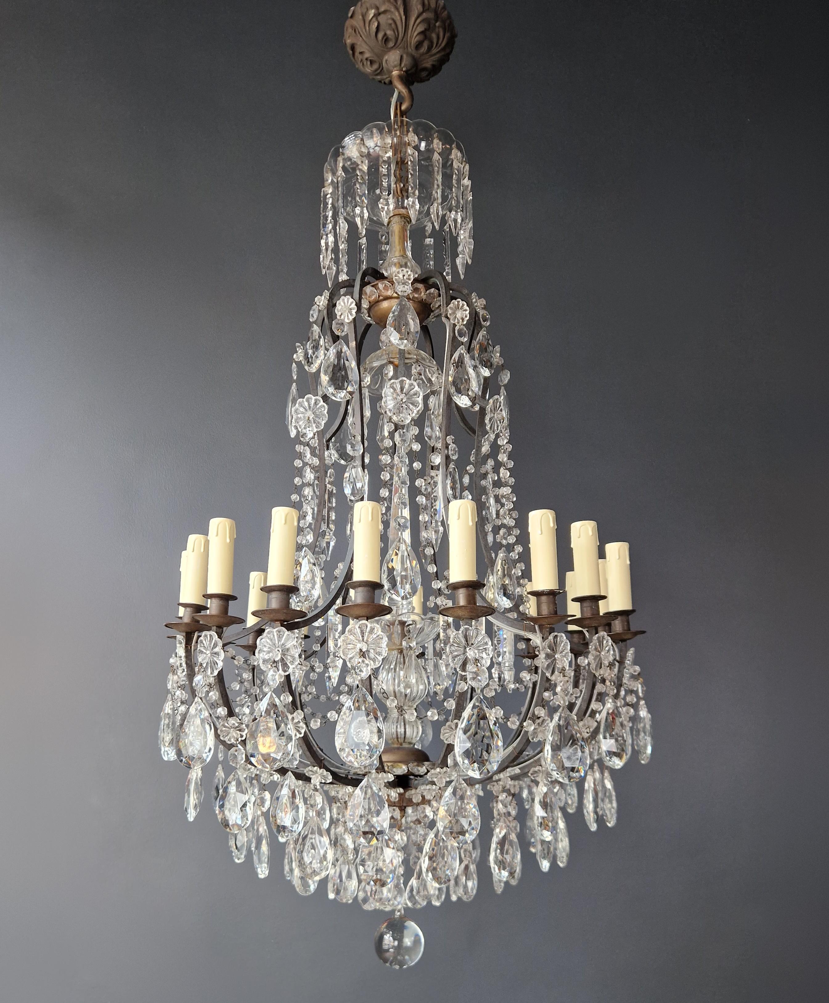 Gothic Antique French Crystal Chandelier Ceiling Lamp Lustre Art Nouveau Lamp For Sale