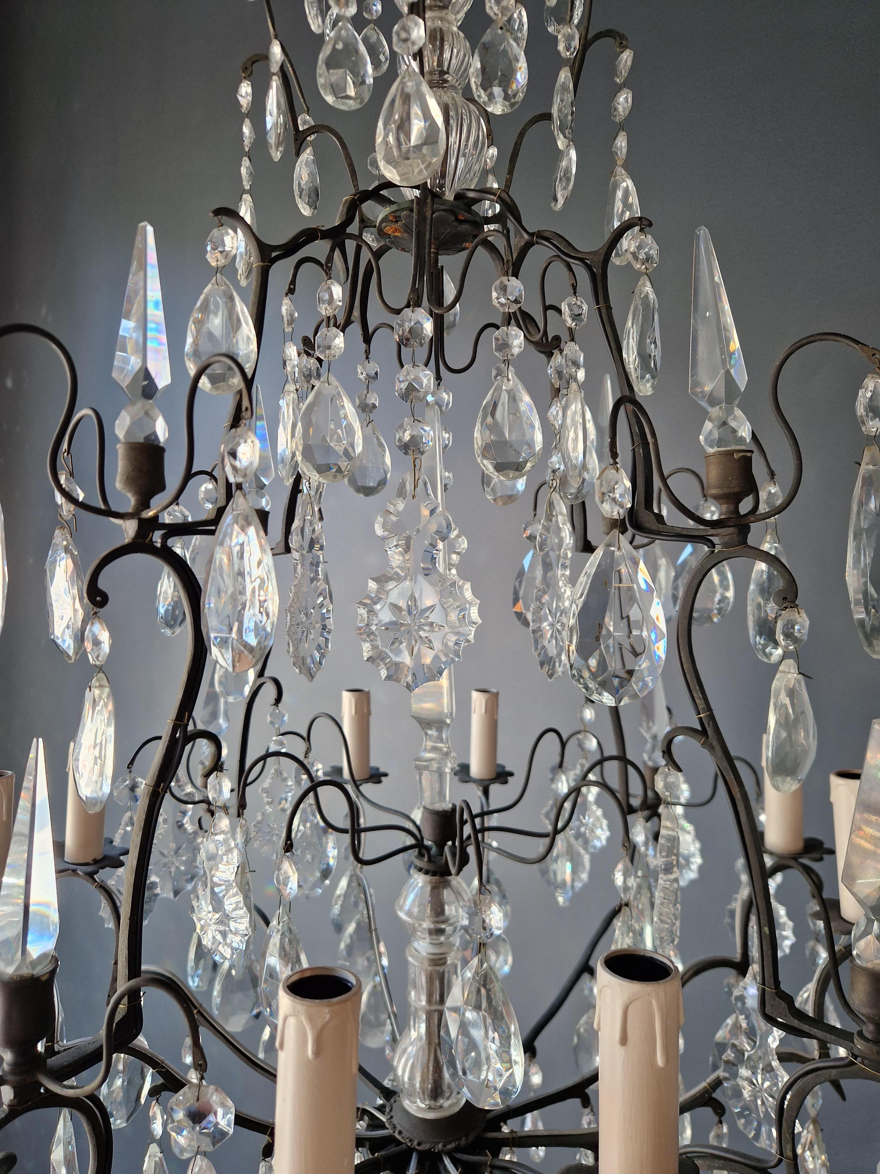 Antique French Crystal Chandelier Ceiling Lamp Lustre Art Nouveau Lamp 1