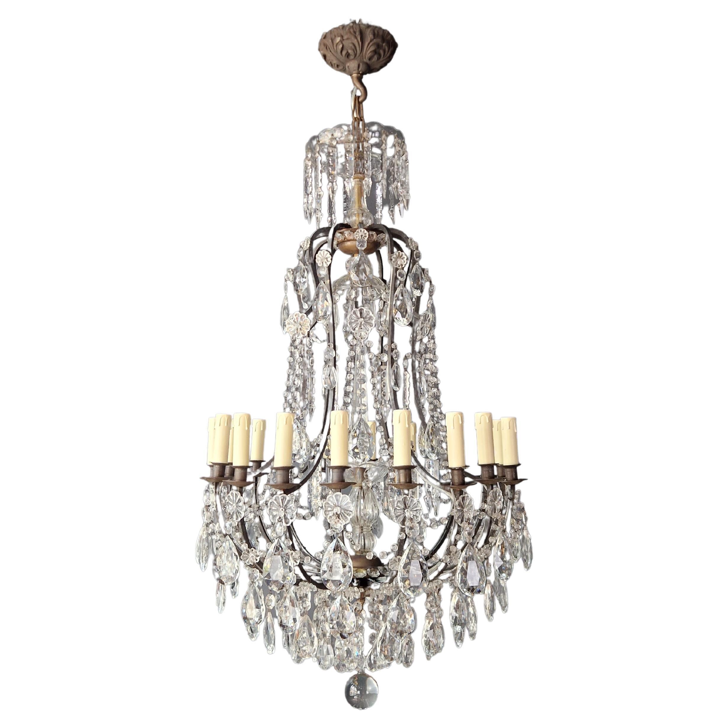Antique French Crystal Chandelier Ceiling Lamp Lustre Art Nouveau Lamp For Sale