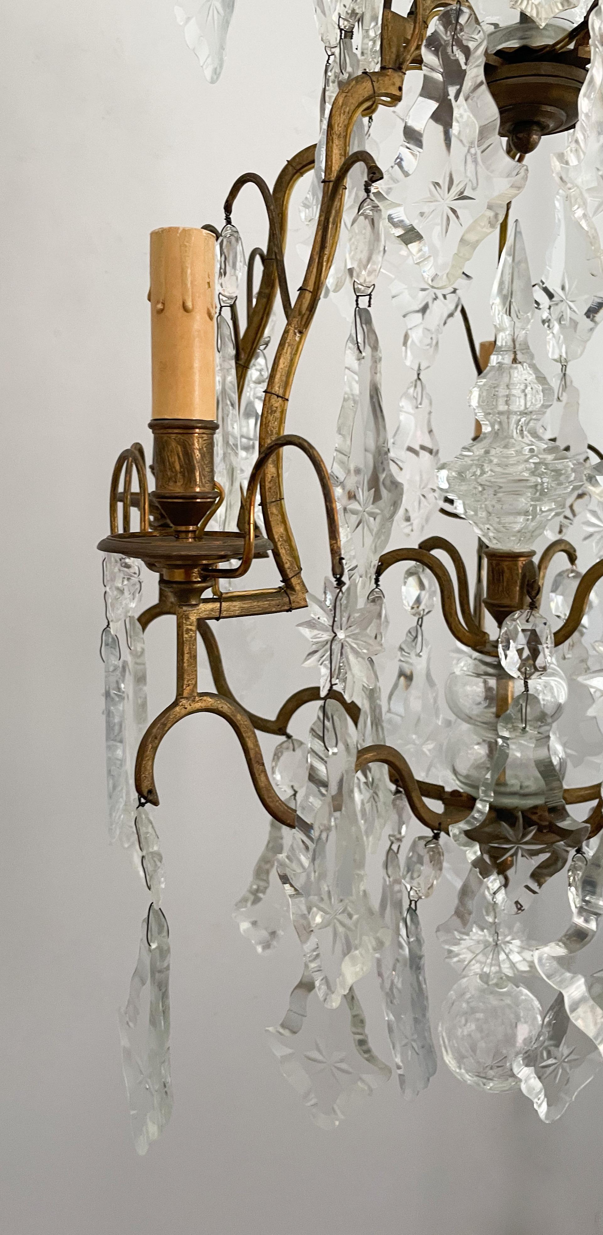 Mid-20th Century Antique French Crystal Chandelier For Sale