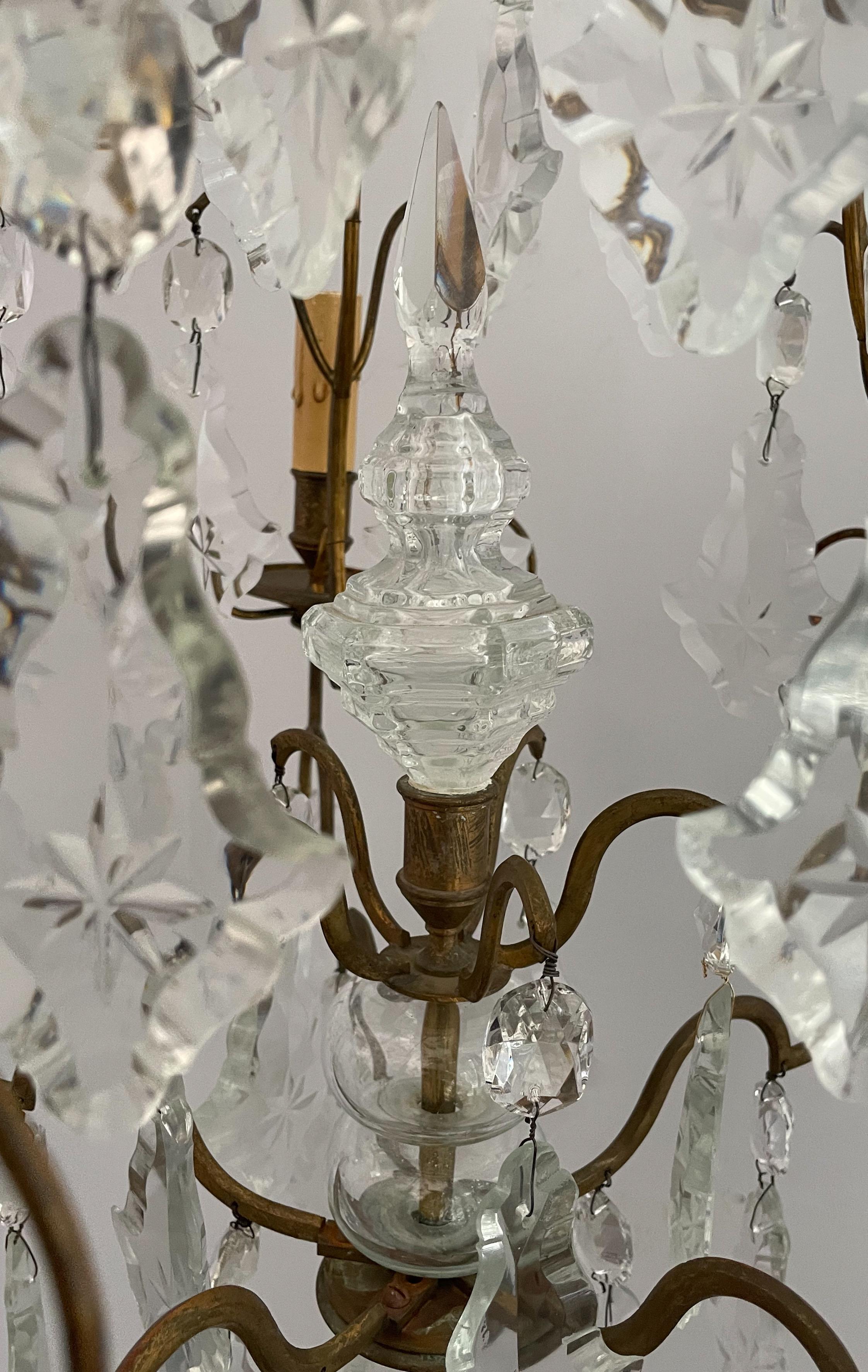 Brass Antique French Crystal Chandelier For Sale