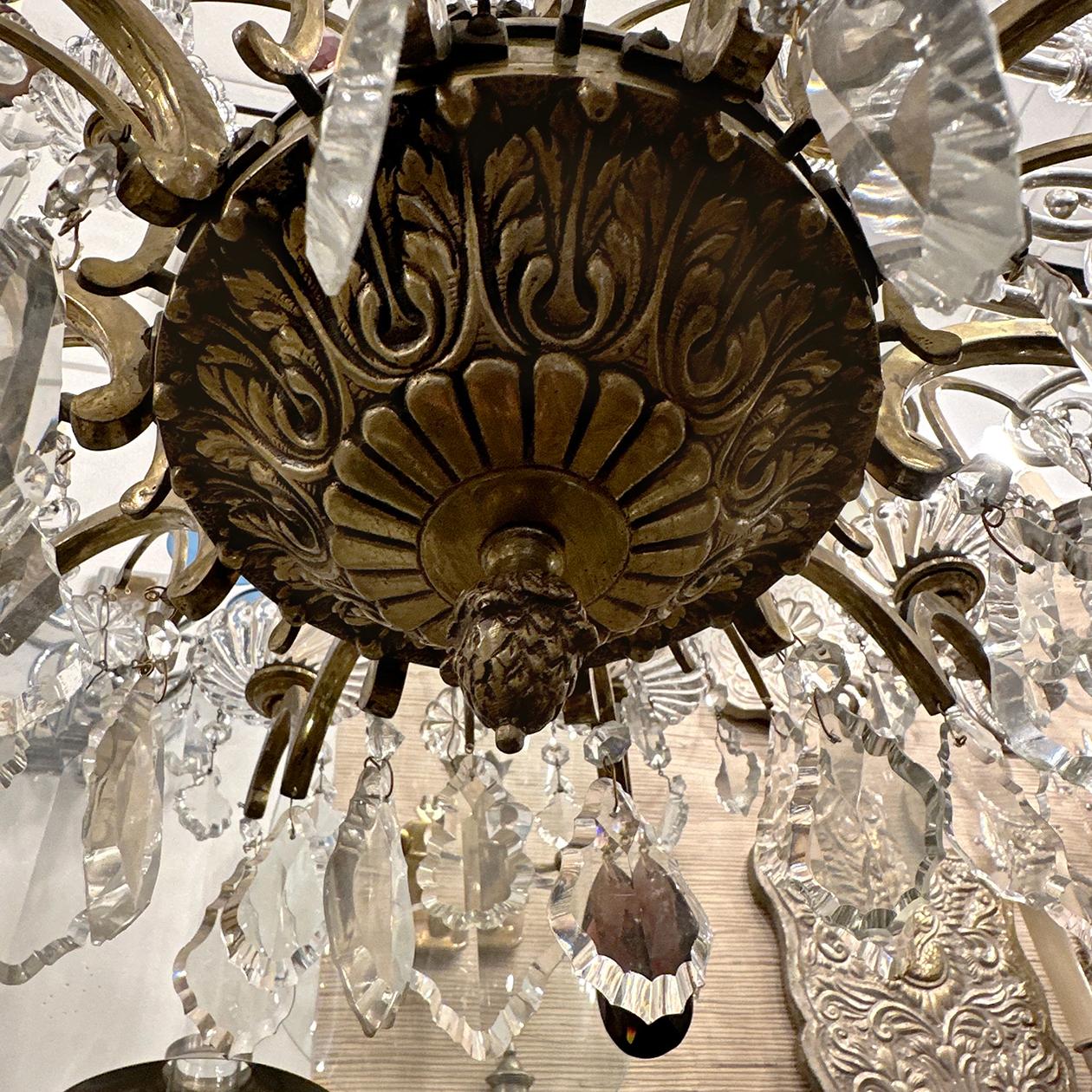 Bronze Antique French Crystal Chandelier