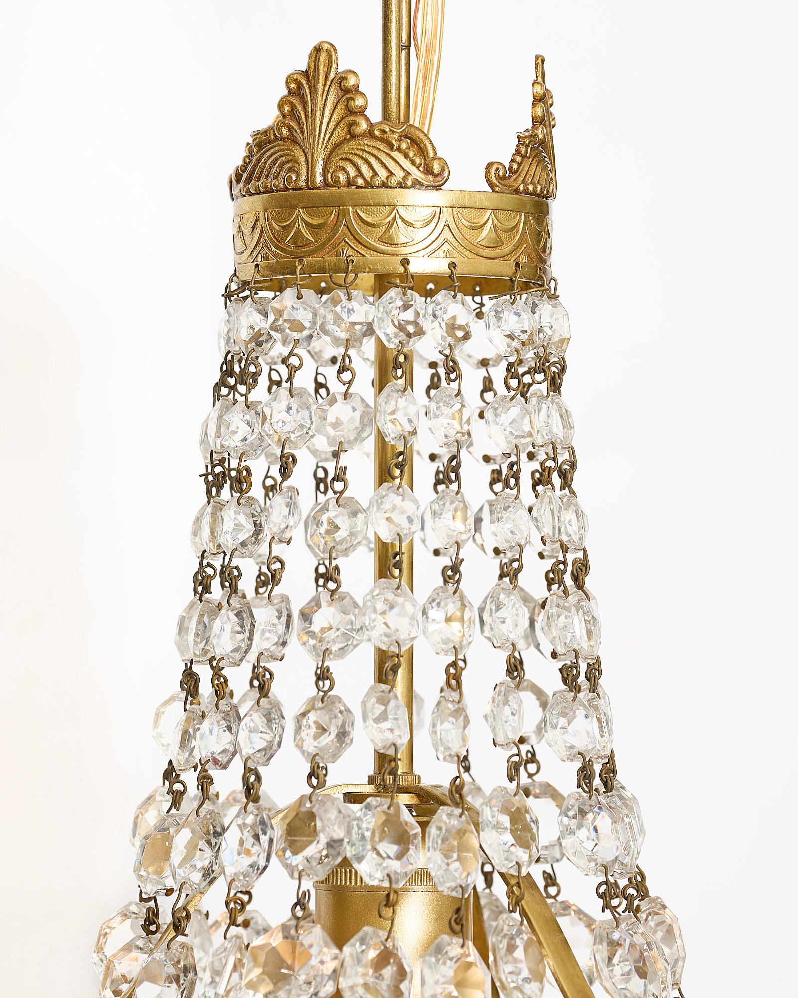 Brass Antique French Crystal Chandelier
