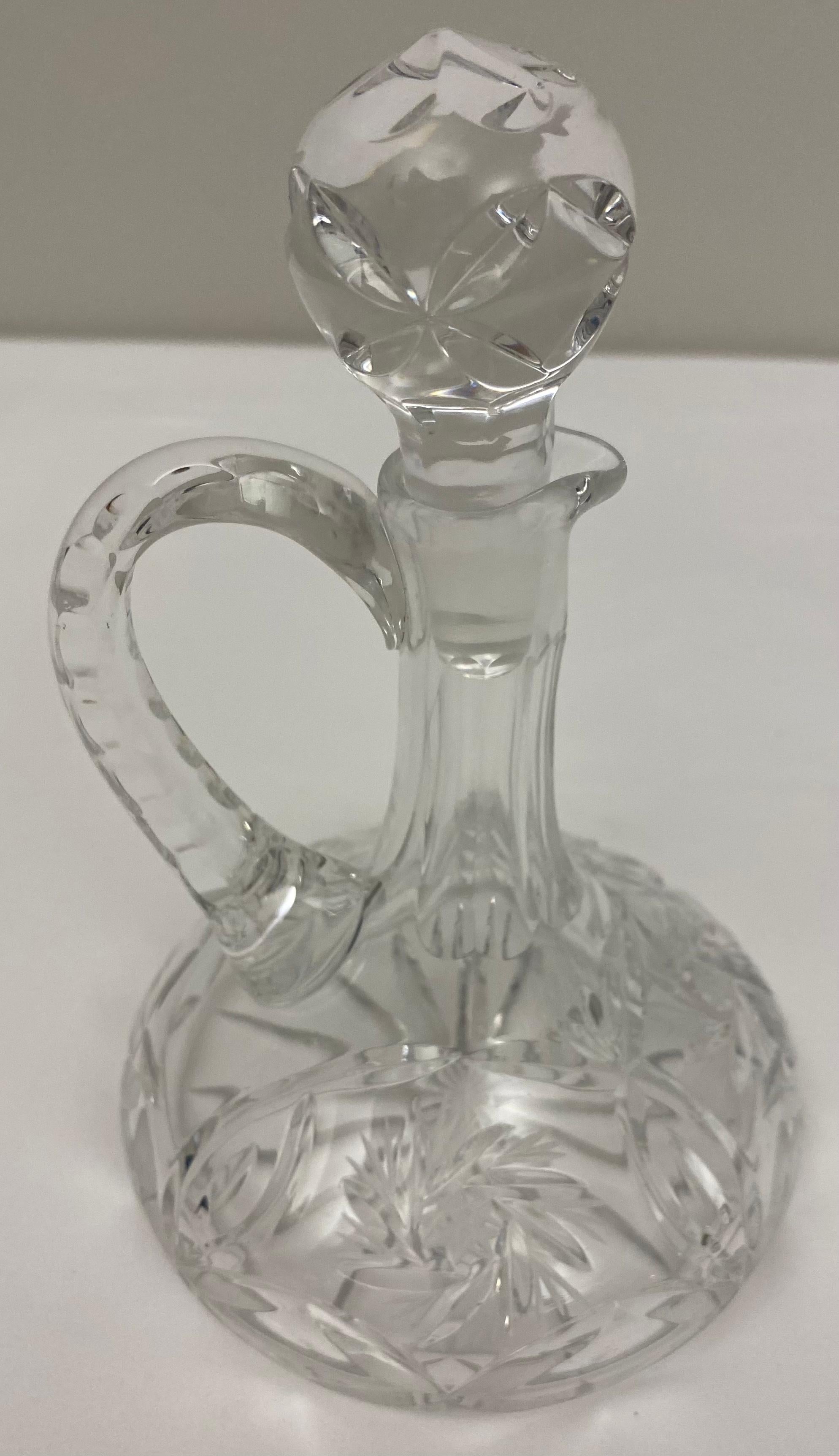 Antique French Crystal Cruet Set, Oil & Vinegar Service In Good Condition For Sale In Miami, FL