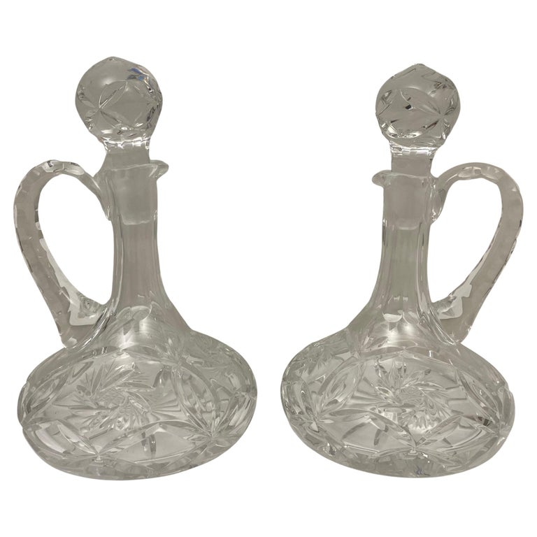 Antique French Crystal Cruet Set, Oil and Vinegar Service For Sale at 1stDibs
