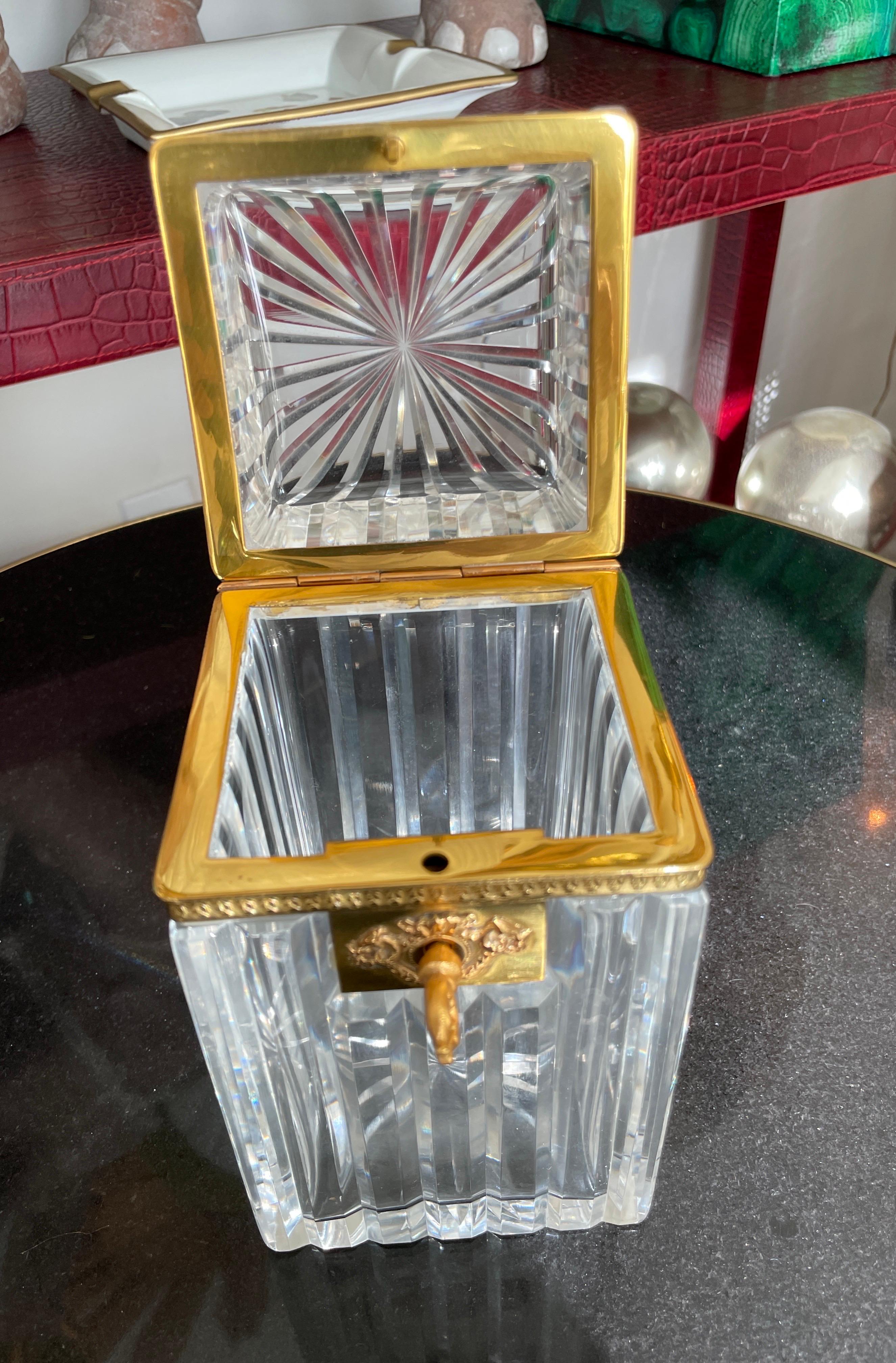 Francese Antique French Crystal & Dore Bronze Tall Dresser Box (Cassettone) in vendita