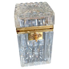 Grand coffret de rangement en cristal et bronze doré Antique French